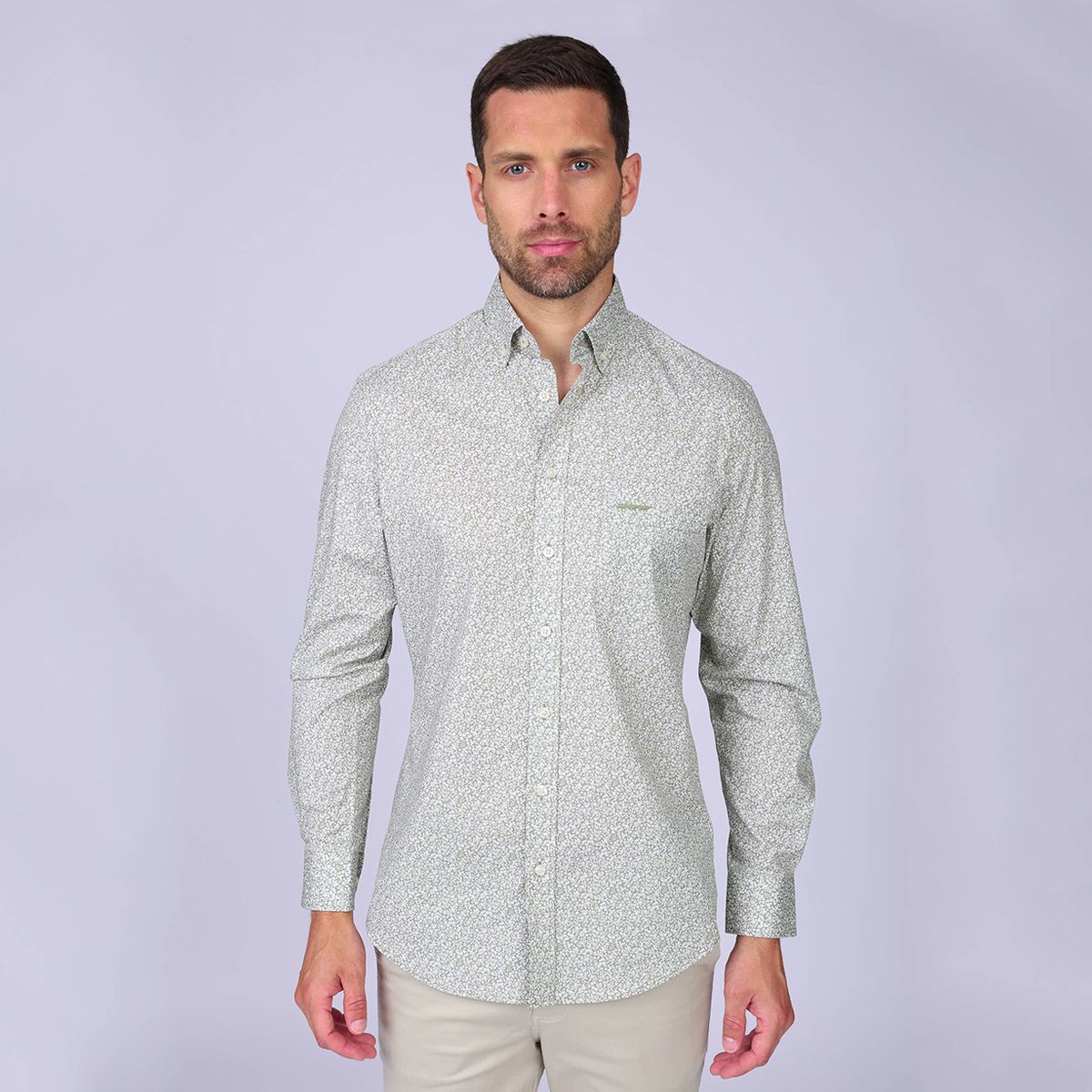 Chemise fleurie Henrik kaki, MISE AU GREEN