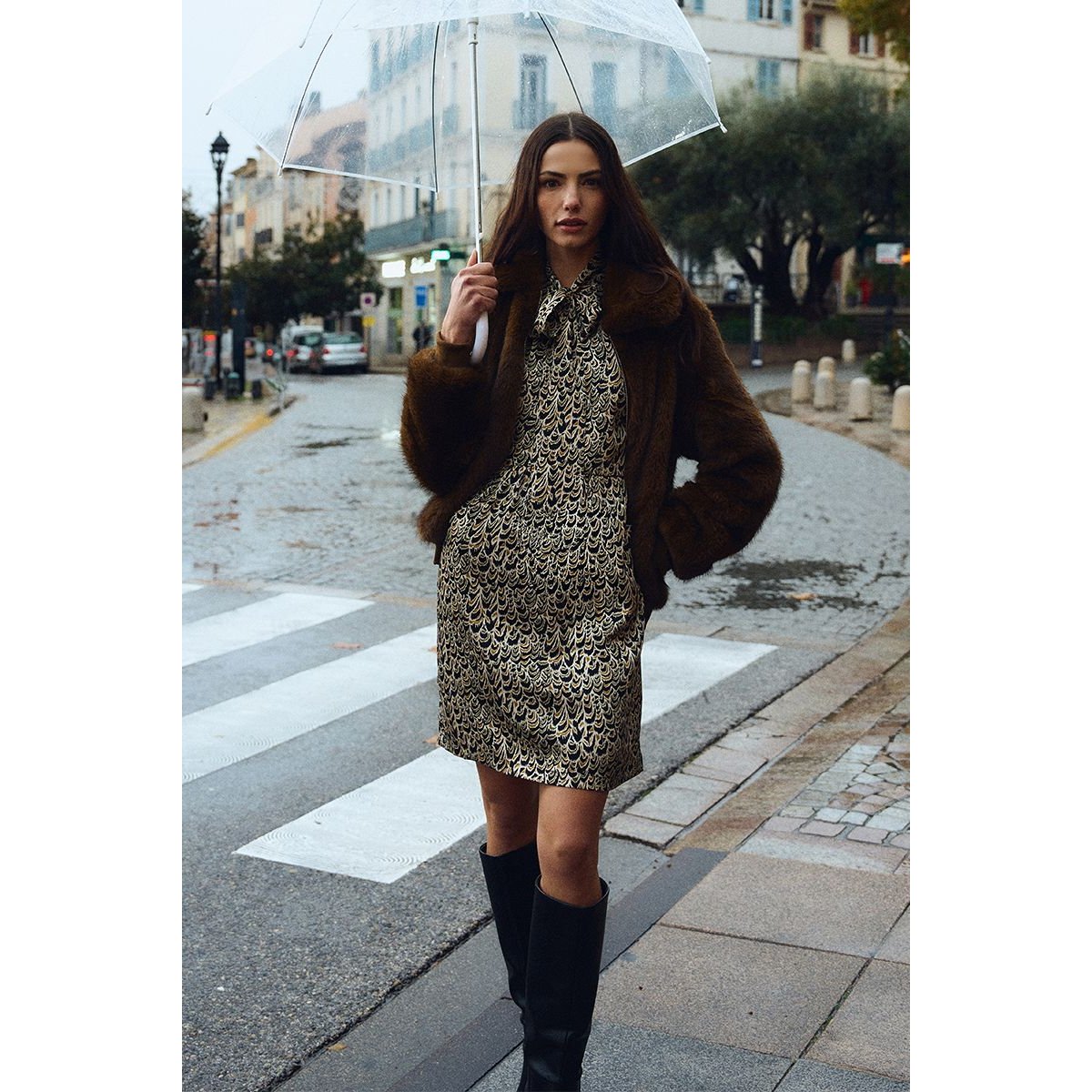 Robe ajustée col à nouer black leonie, MOLLY BRACKEN