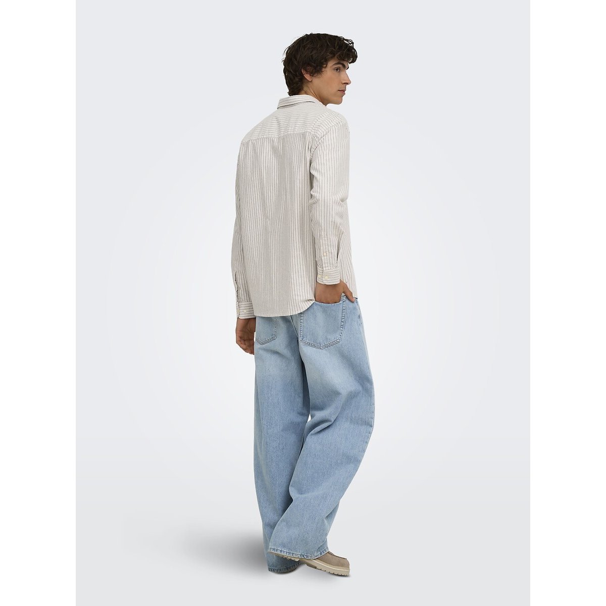 Camicia a maniche lunghe Oxford rigato/beige, ONLY & SONS