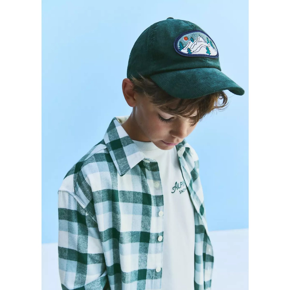 Casquette en velours côtelé avec détail brodé vert foncé, MANGO KIDS