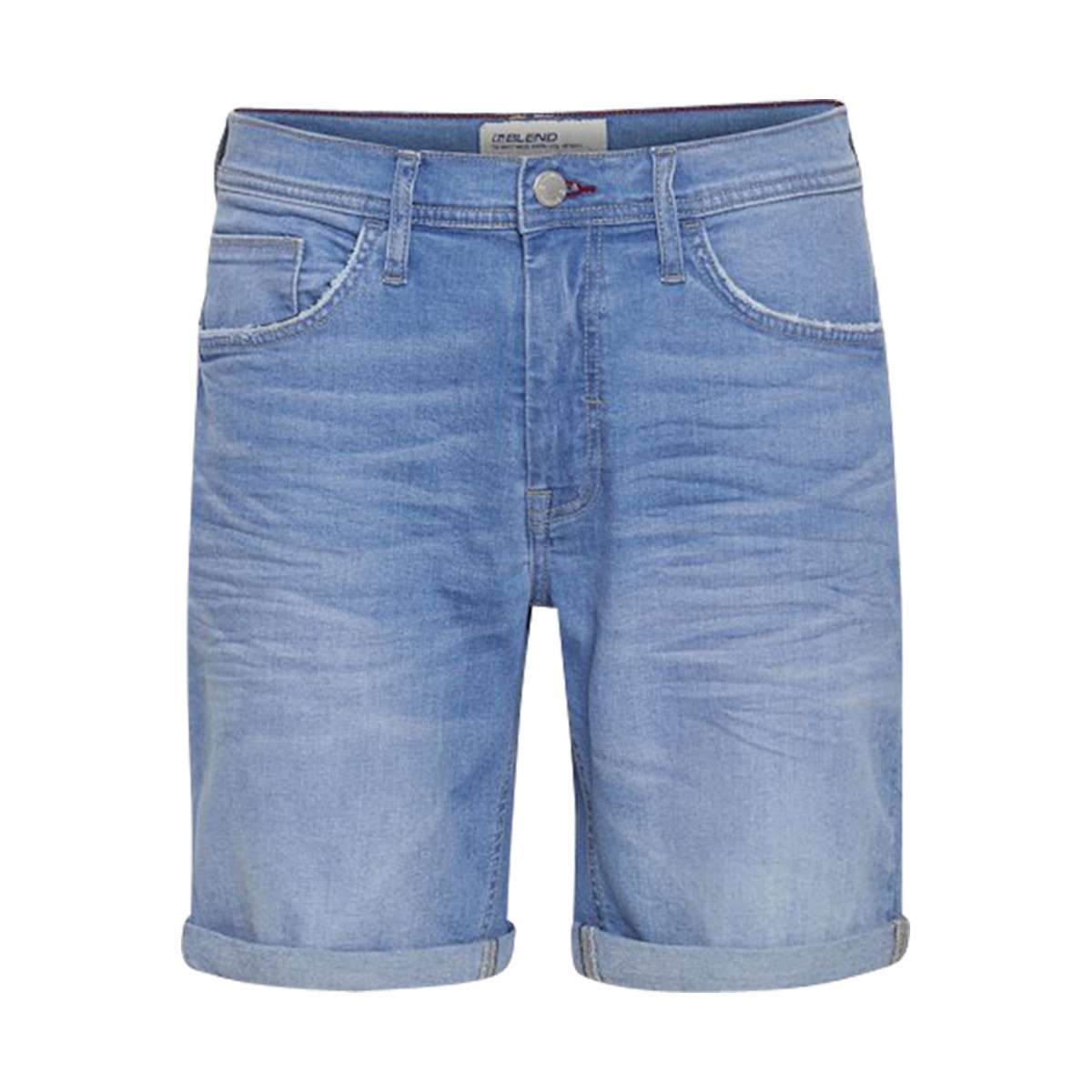 Short slim coton délavé bleu, BLEND