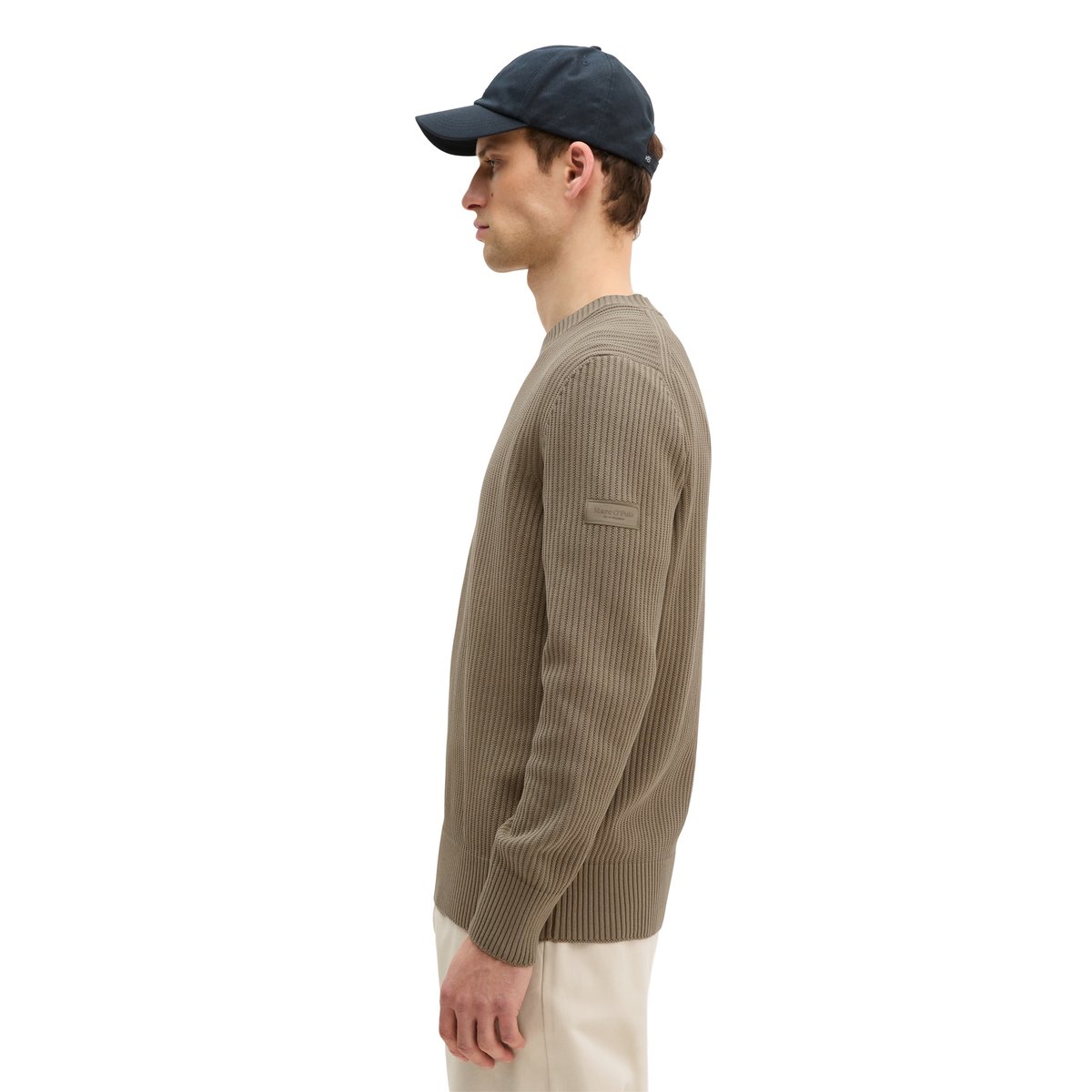 Pull-over regular en pur coton bio marron, MARC O'POLO