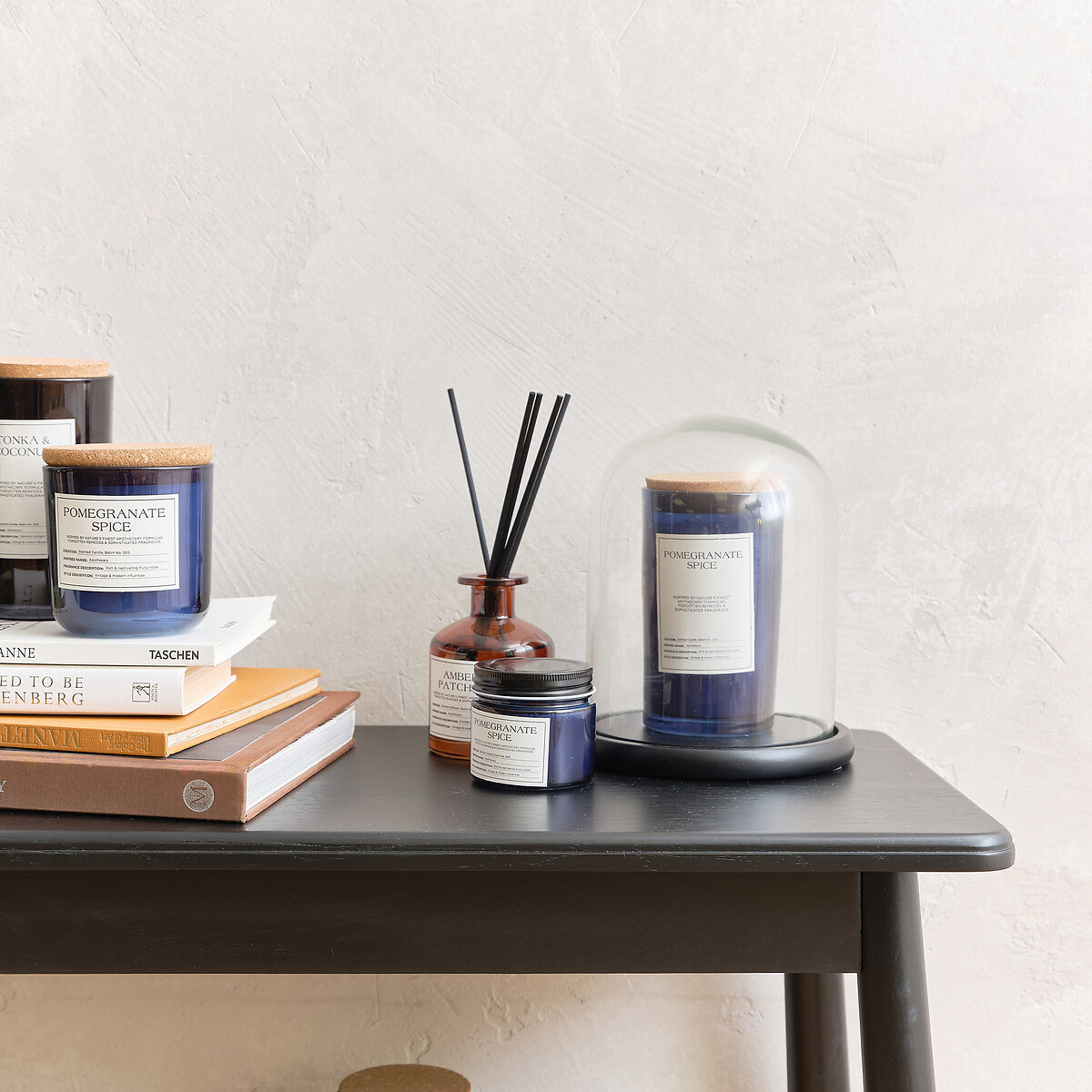 Apothecary Pomegranate Spice Jar Candle blue, SO'HOME