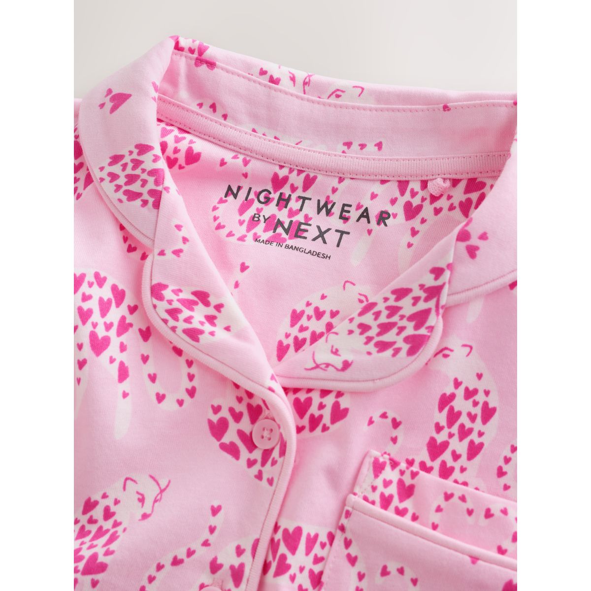 Pyjama en jersey boutonné imprimé léopard rose, NEXT