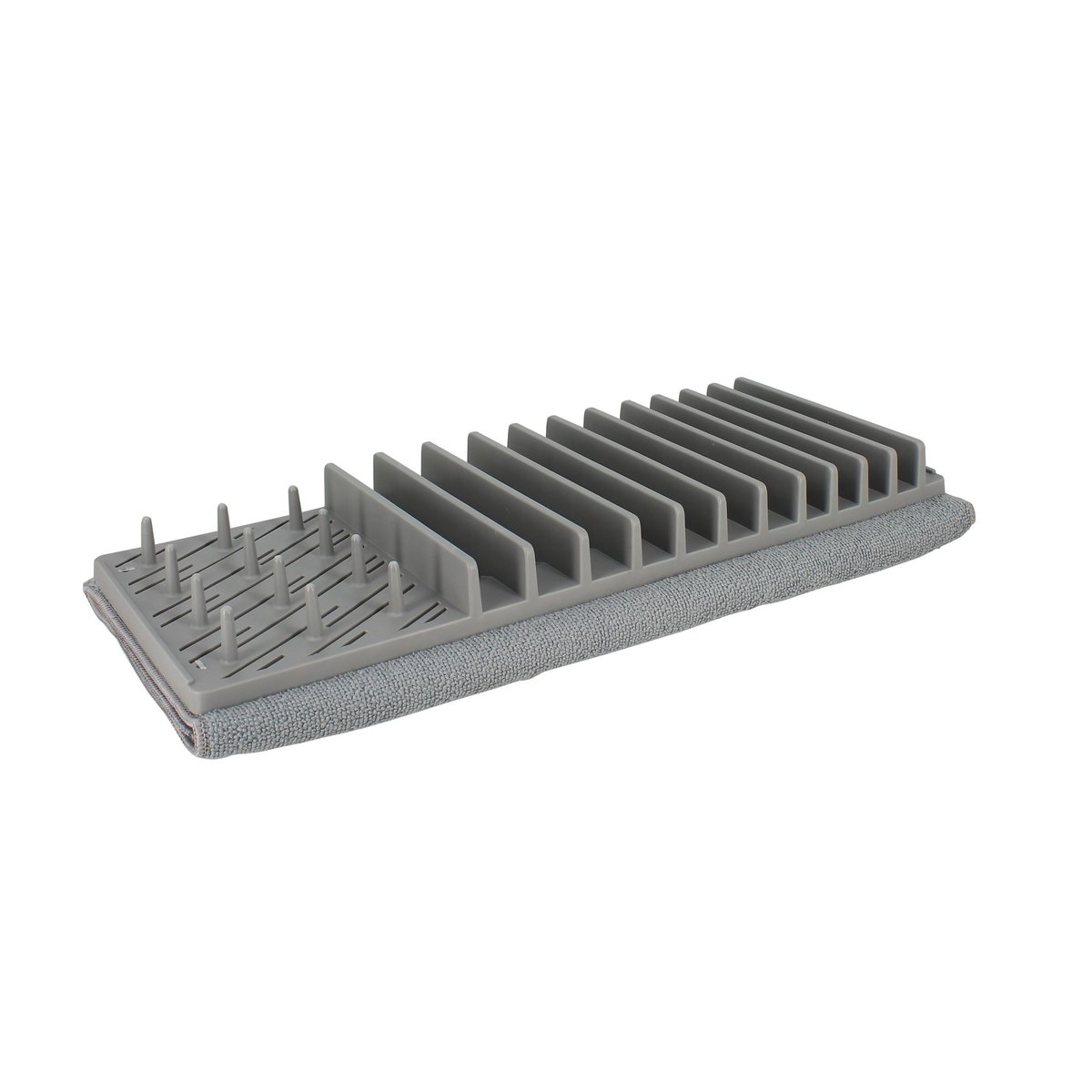 Egouttoir en polypropylène avec tapis en polyester gris, MENASTYL