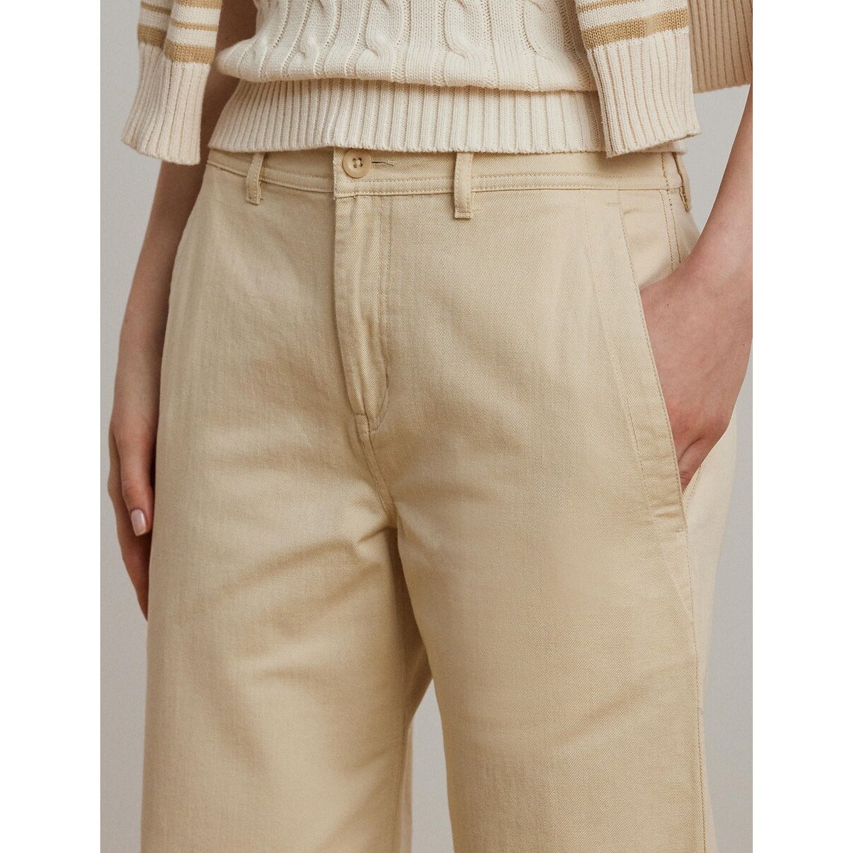 Wide Leg Trousers 7/8ths Length ivory beige, LAUREN RALPH LAUREN