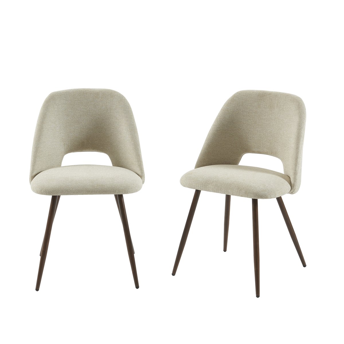 Chaises tissu pieds (lot de 2)  ELISABETH beige, BAÏTA
