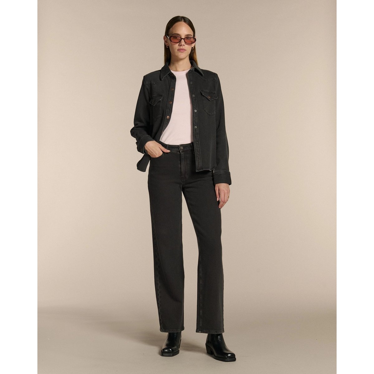 JEANS DROIT LARGE TAILLE MOYENNE DENIM CONFORT truffle, LABDIP
