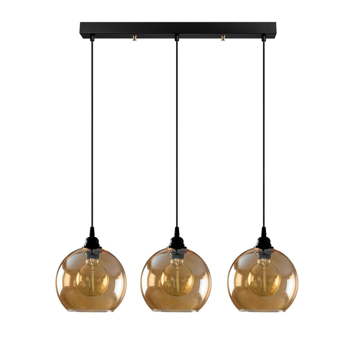 Suspension de table en verre doré, 3 globes 70 cm SIVAS ambre, PIER IMPORT