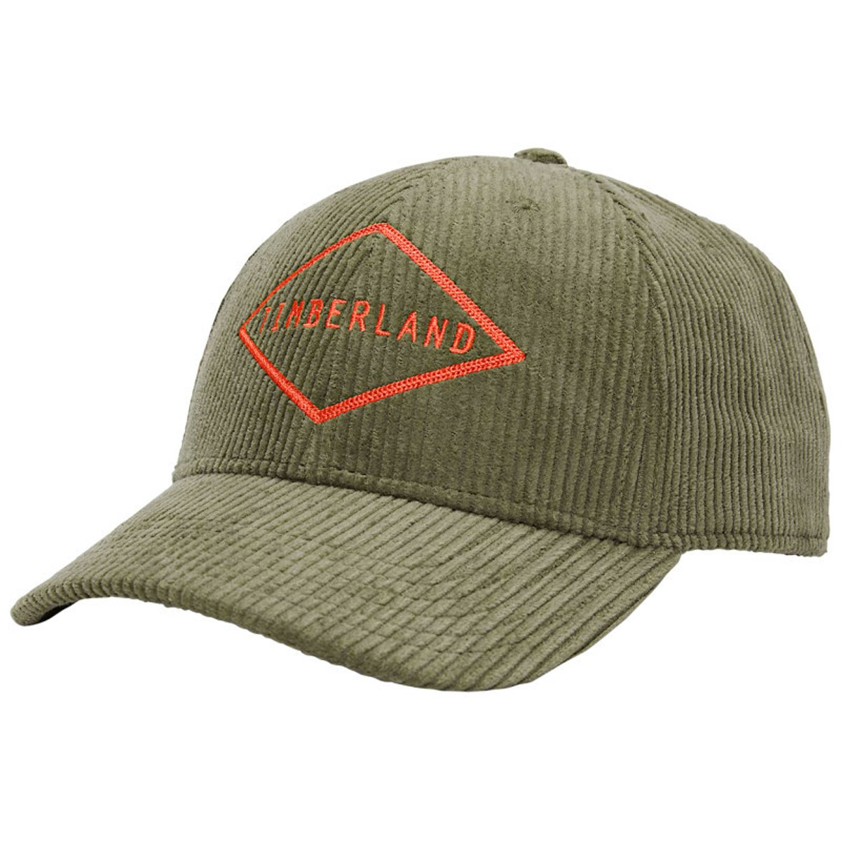 Casquette en coton mélangé kaki unie en velours côtelé avec broderie orange kaki, TIMBERLAND