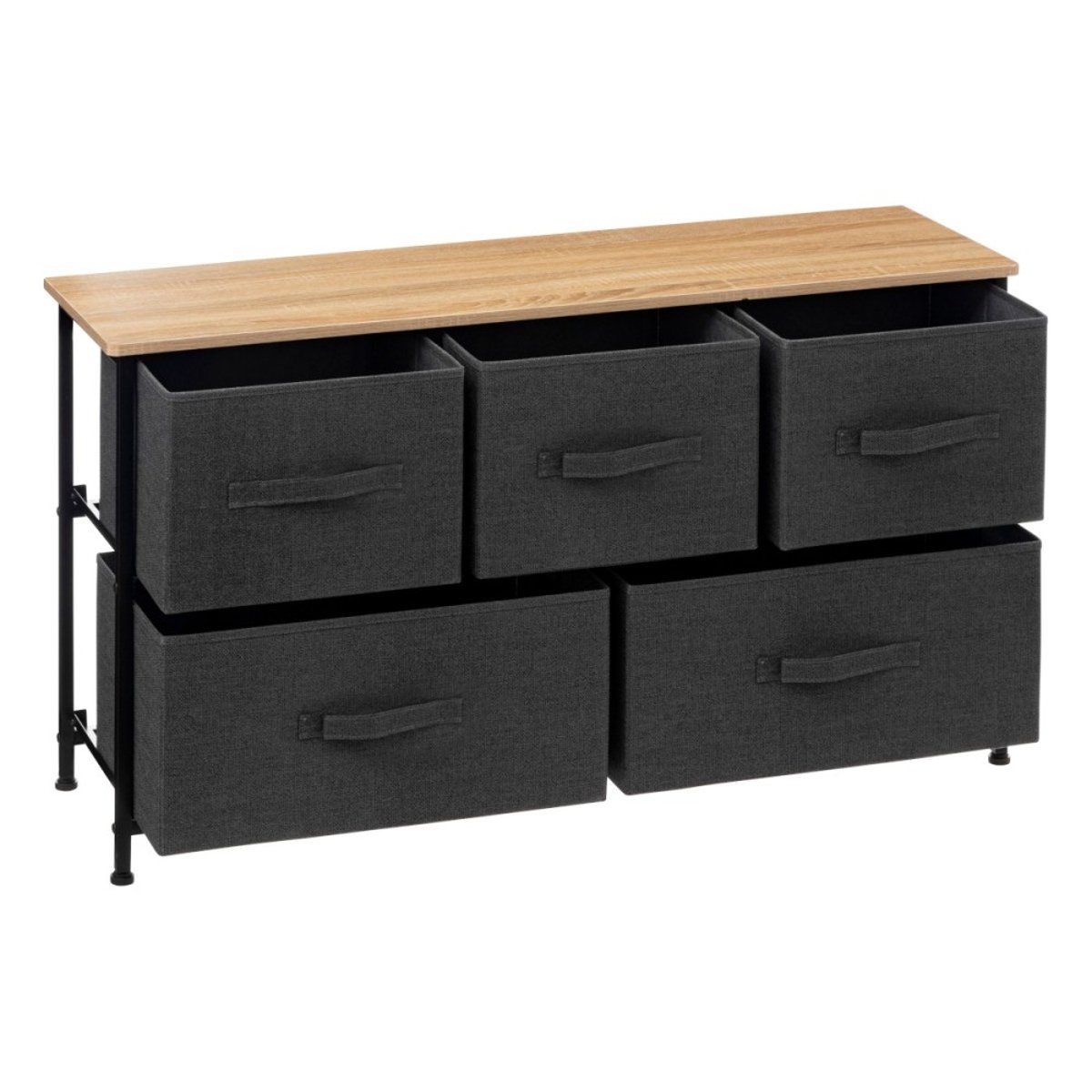 Commode basse 5 tiroirs TISSA gris foncé, ATMOSPHERA