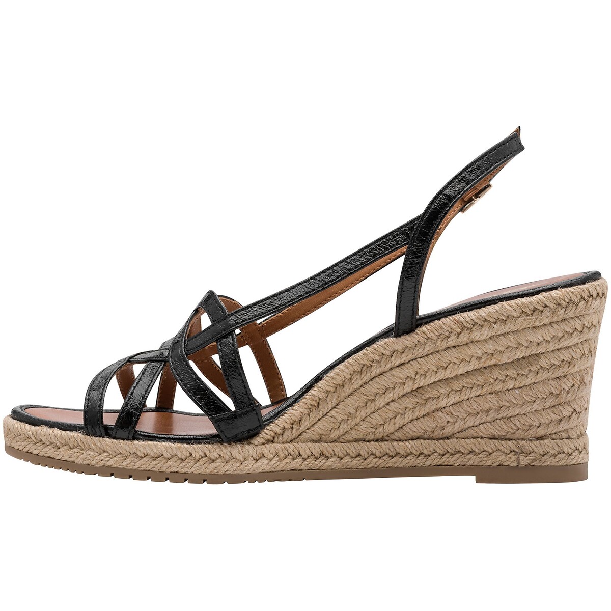 Leather Wedge Sandals black, TAMARIS