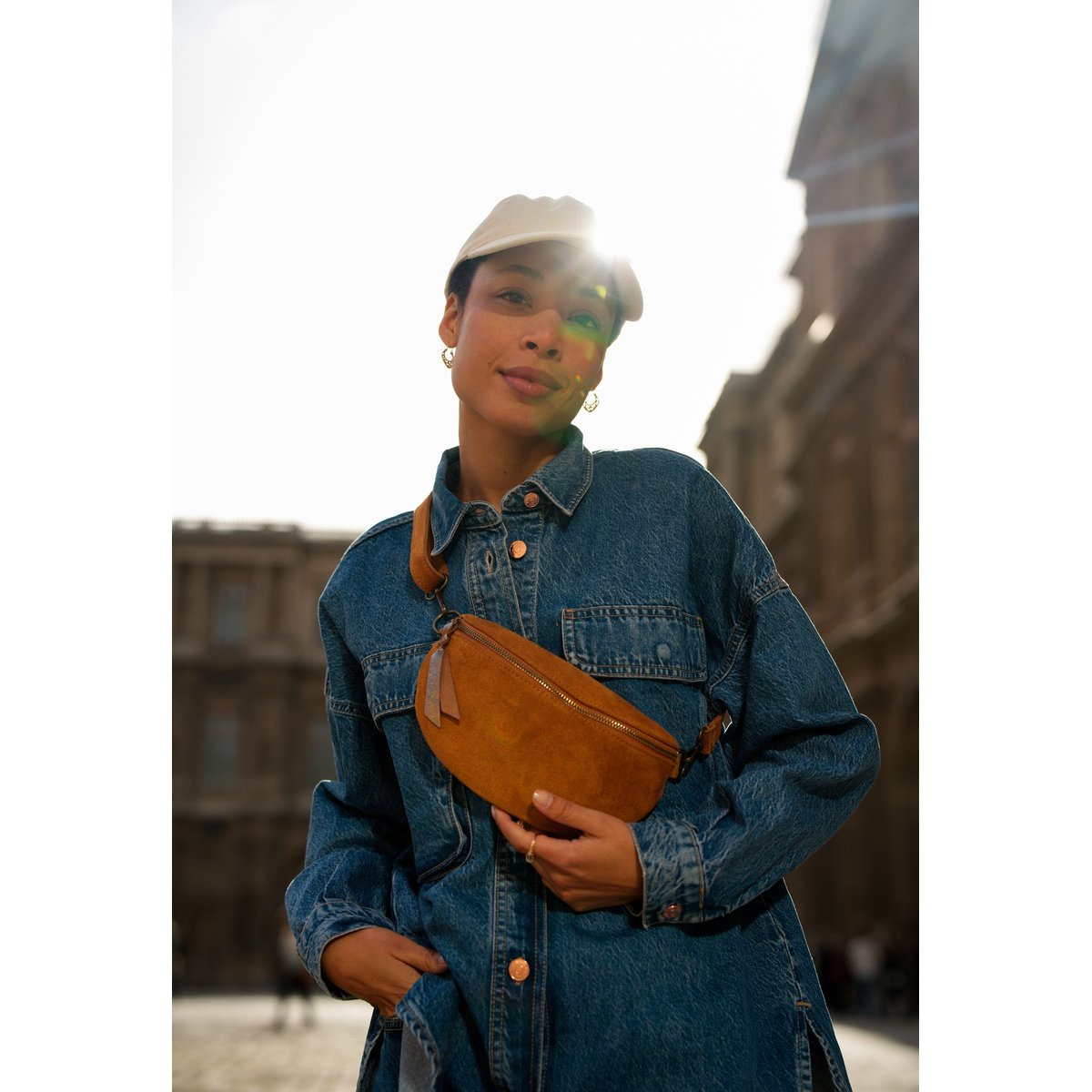 Sac banane en croute de cuir italien LOU SUE camel, OH MY BAG
