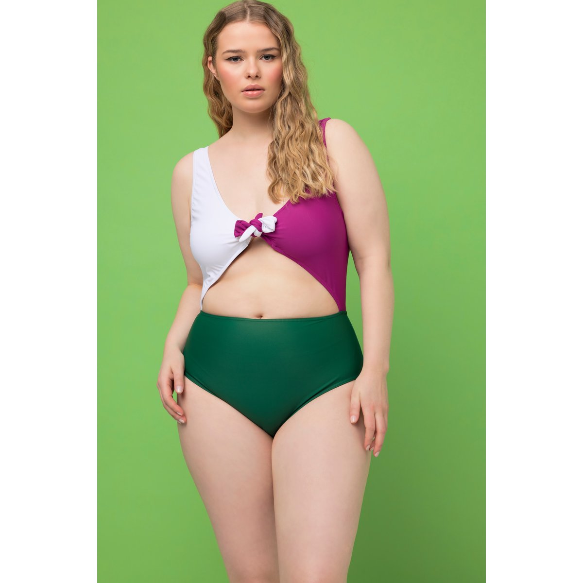 Maillot de bain, bonnets paddés, tricolore vert moyen, STUDIO UNTOLD