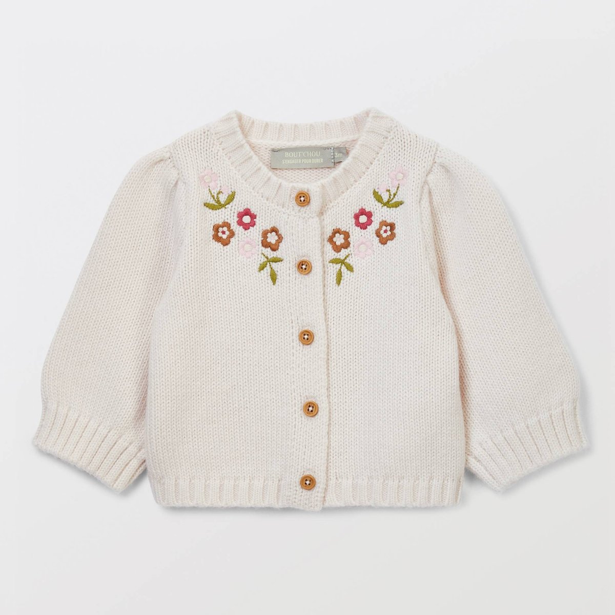 Cardigan brodé naturel, BOUT'CHOU