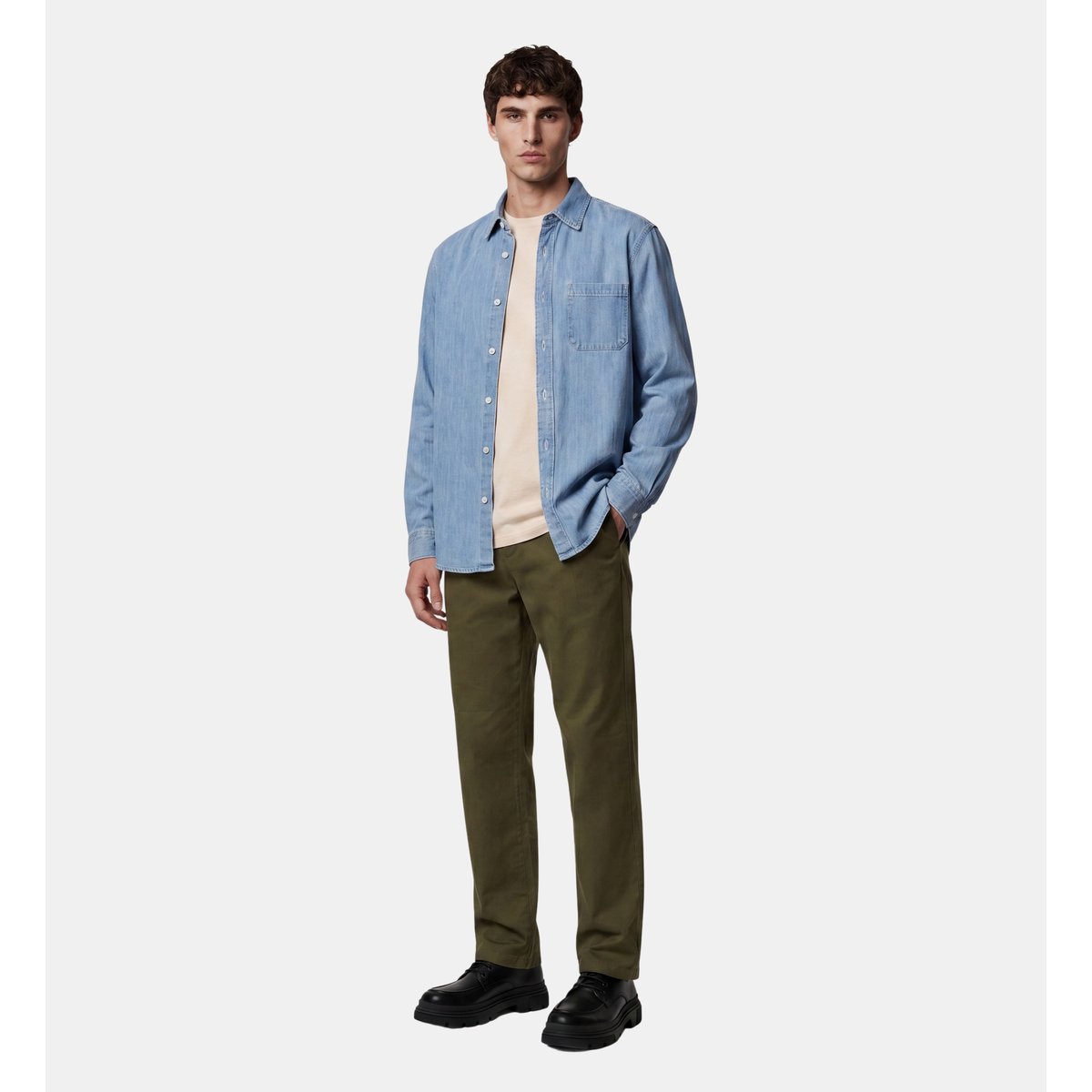 Chemise droite tirnim en coton denim bleu jean, GALERIES LAFAYETTE