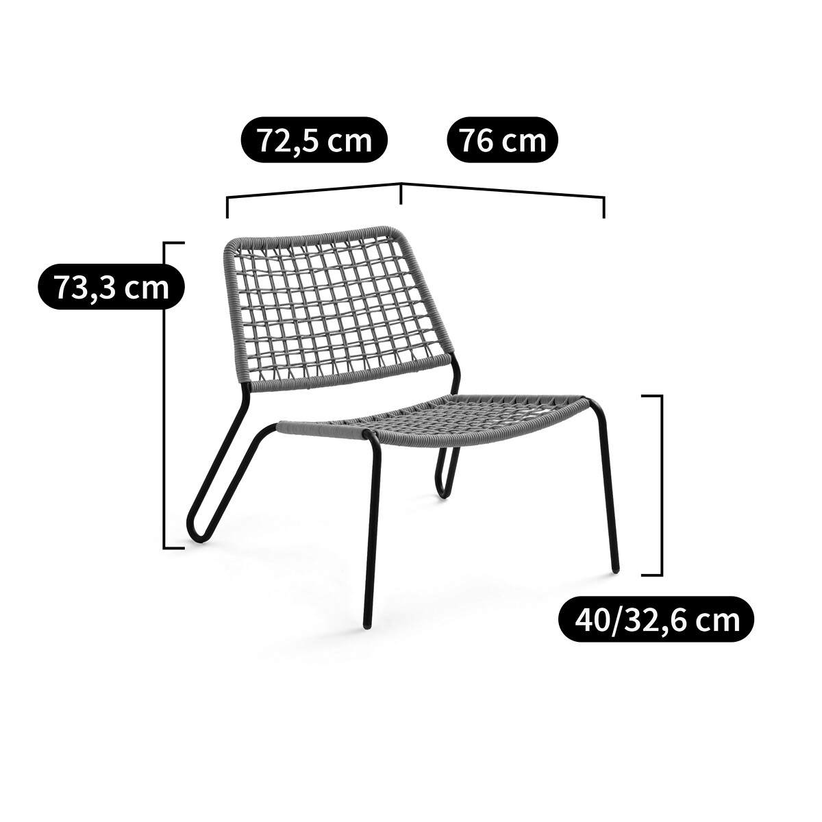 Fauteuil de jardin bas en corde tressée, Masix naturel/noir, LA REDOUTE INTERIEURS