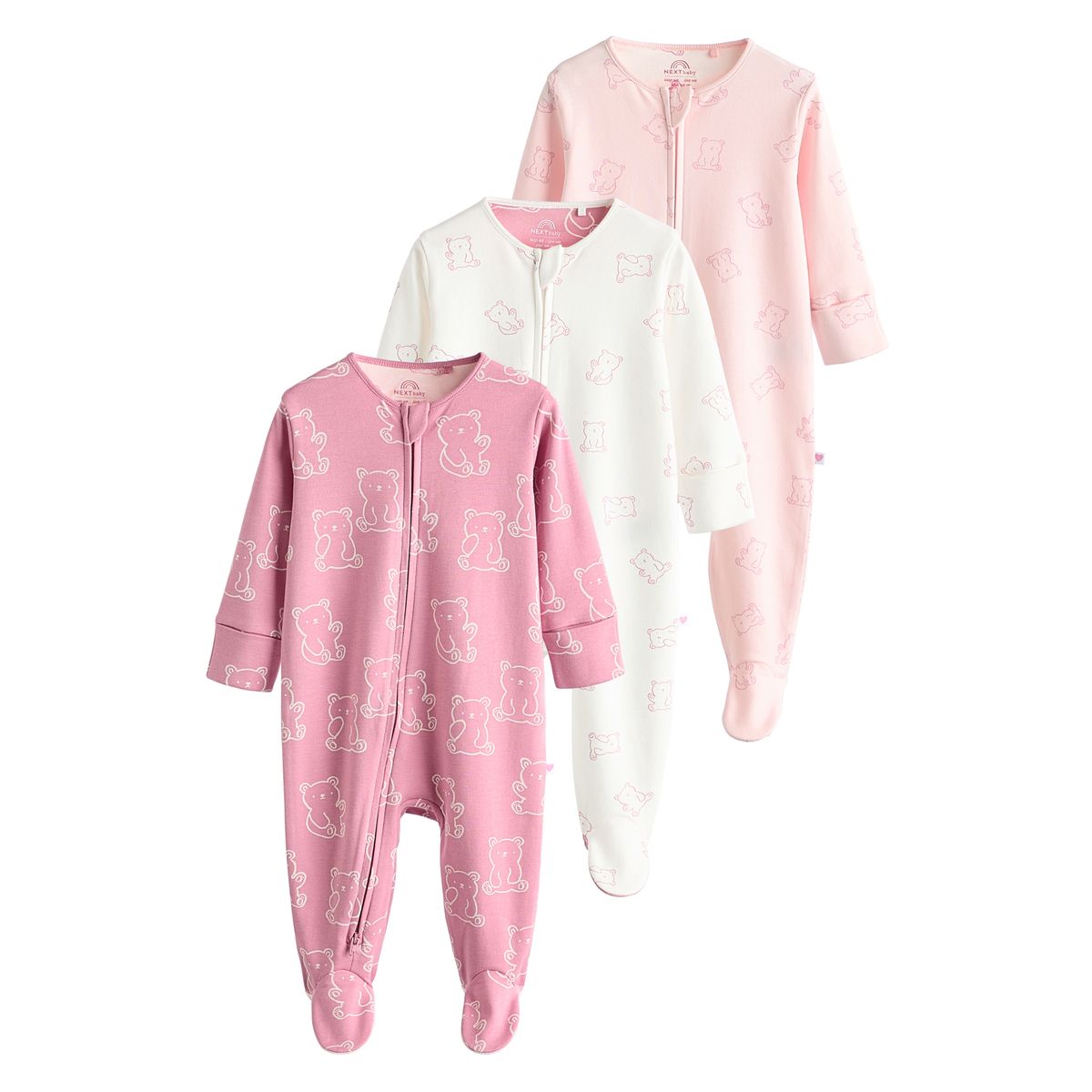 Dors-bien imprimé pour bébé, lot de 3 rose, NEXT
