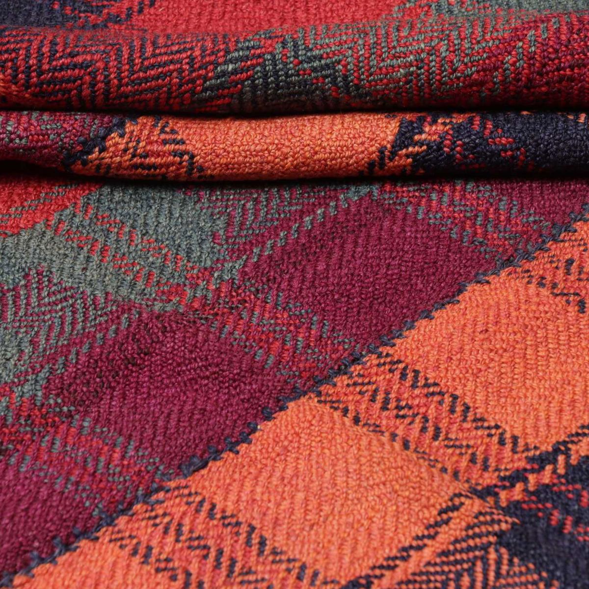 Authentique tapis d'Orient kilim fait main en laine ANTIK 4 rouge, orange, bleu, UN AMOUR DE TAPIS