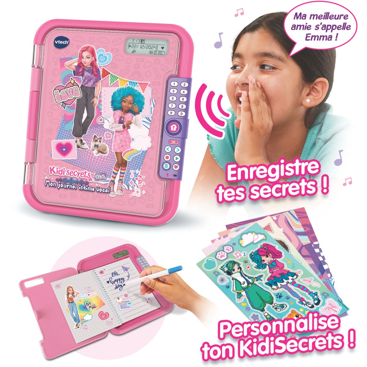 Jeu éducatif KidiSecrets365-Mon journal intime vocal couleur unique, VTECH
