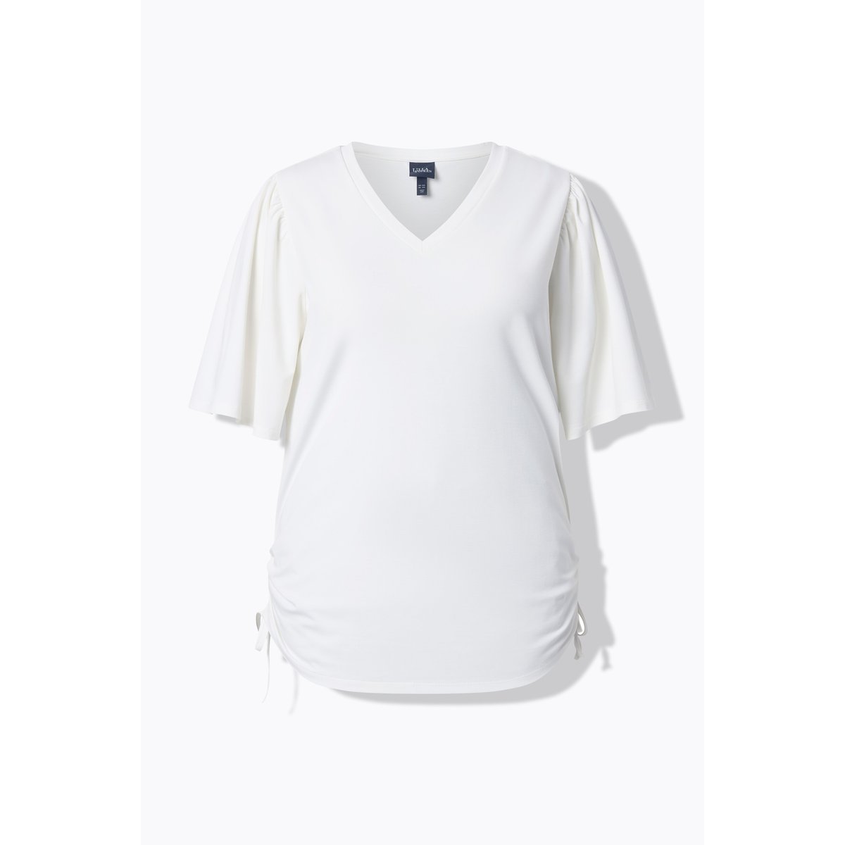 T-shirt décolleté en V et manches courtes blanc cassé, ULLA POPKEN