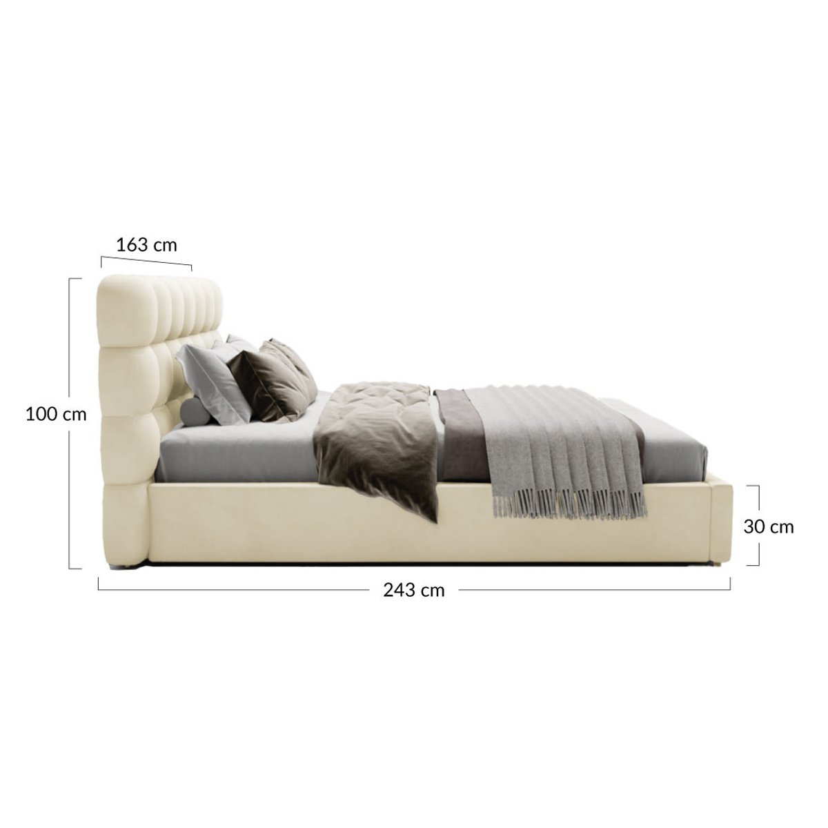 Lit coffre - LOTUS gris, BEST MOBILIER