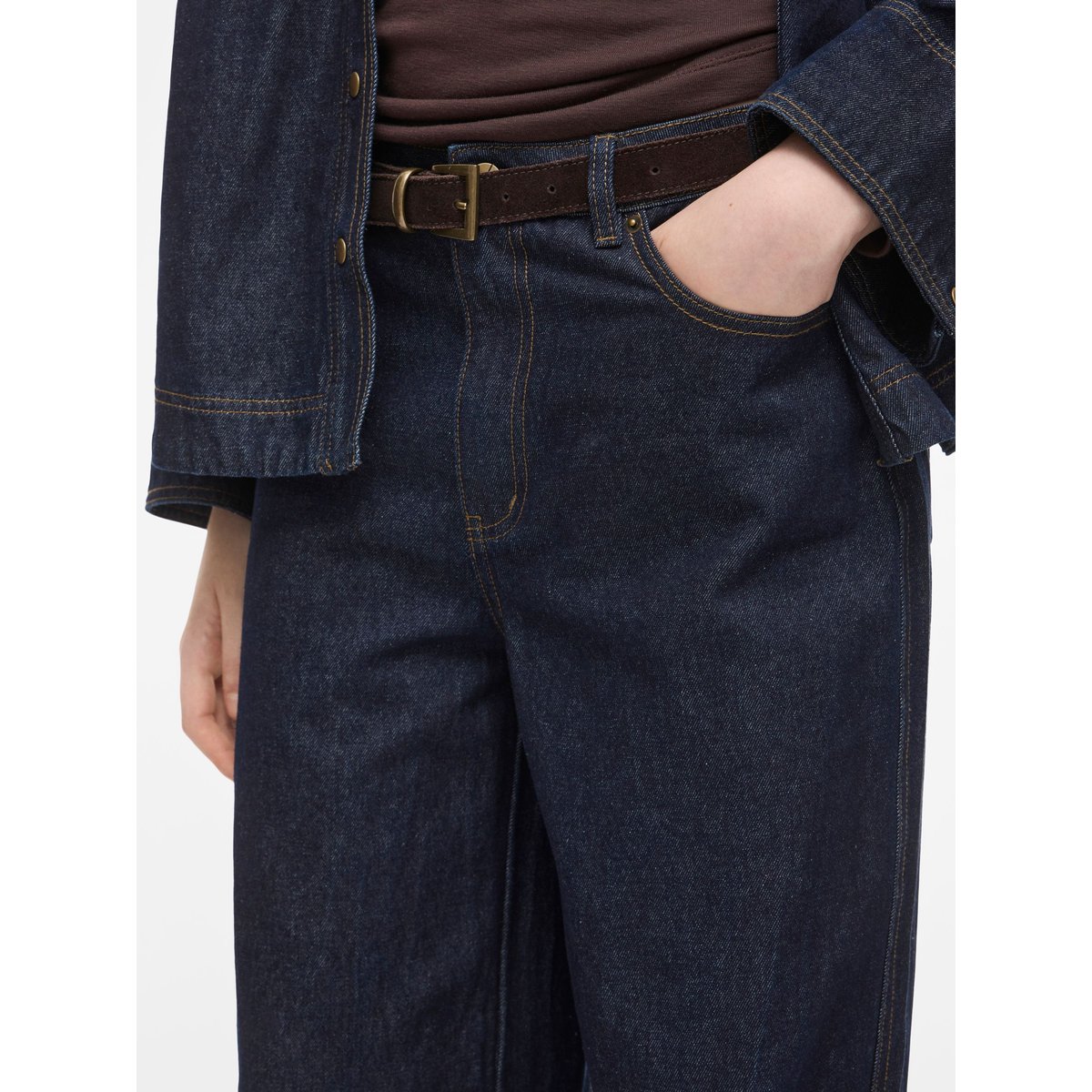 Jean À Coupe Ample bleu - dark blue denim1, ROUGE EDIT