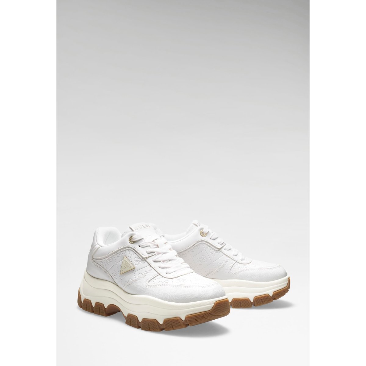 Chaussures De Course En Cuir Synthétique Beneto blanc, GUESS