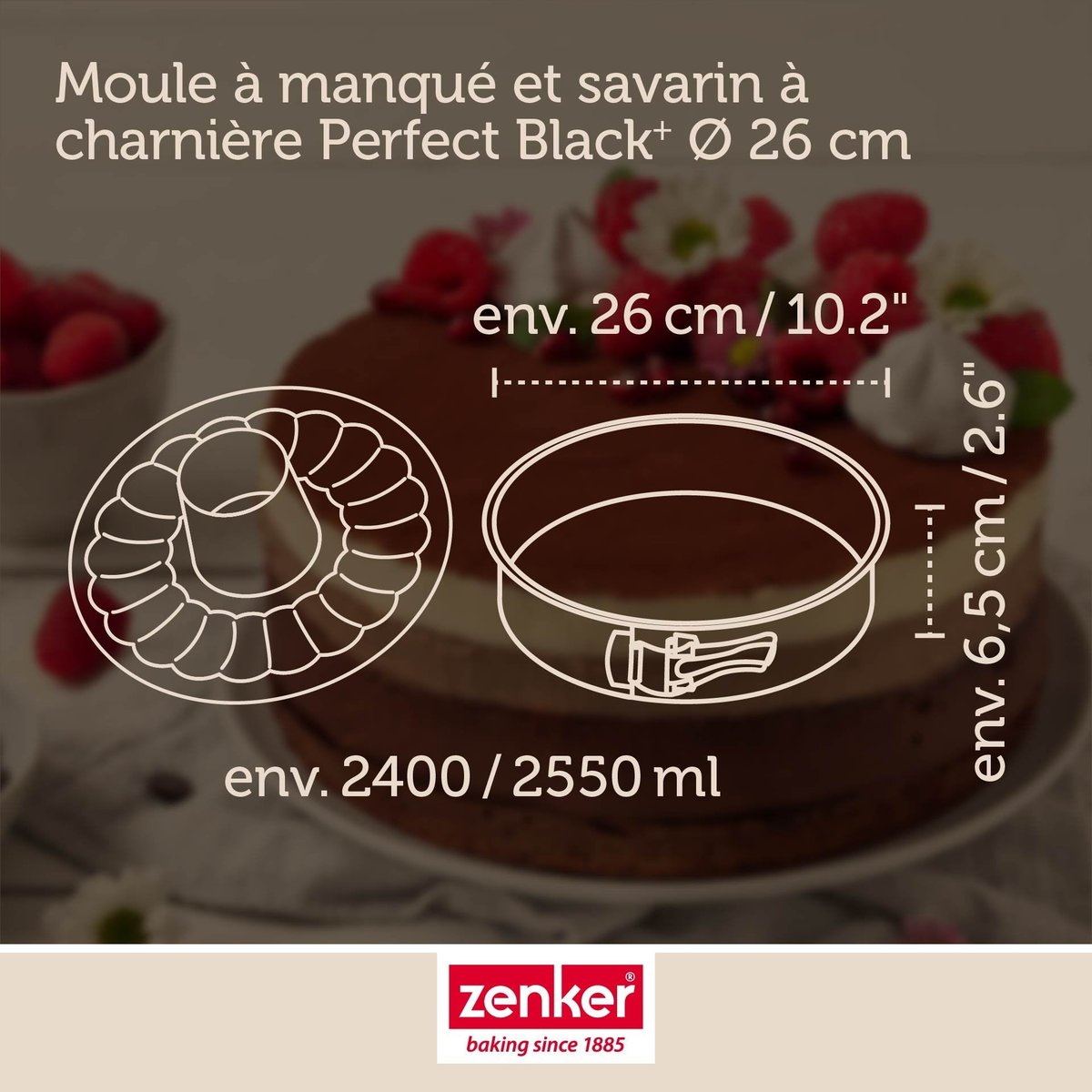 Moule à manqué et à savarin double fond 26 cm PERFECTBACK+ noir, ZENKER