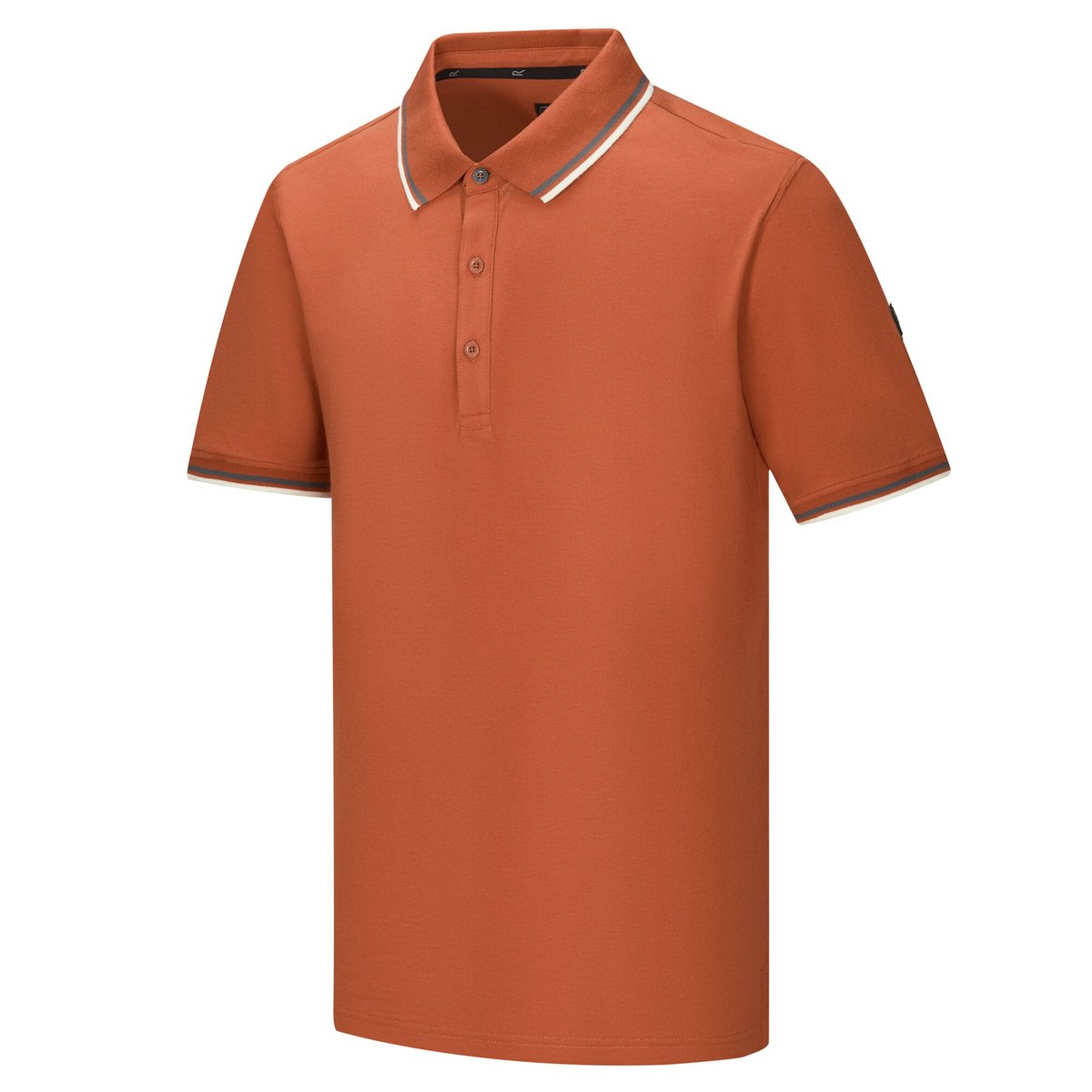 Polo manches courtes motif/style rayures contrastées sur bords ADRYAN orange foncé, REGATTA
