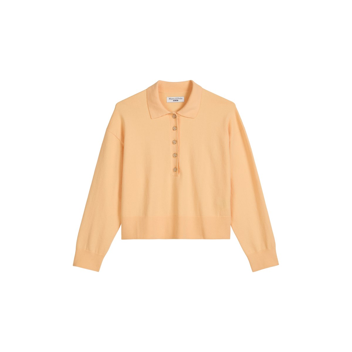 Polo en maille relaxed en Soft Cotton Stretch orange, MARC O’POLO DENIM