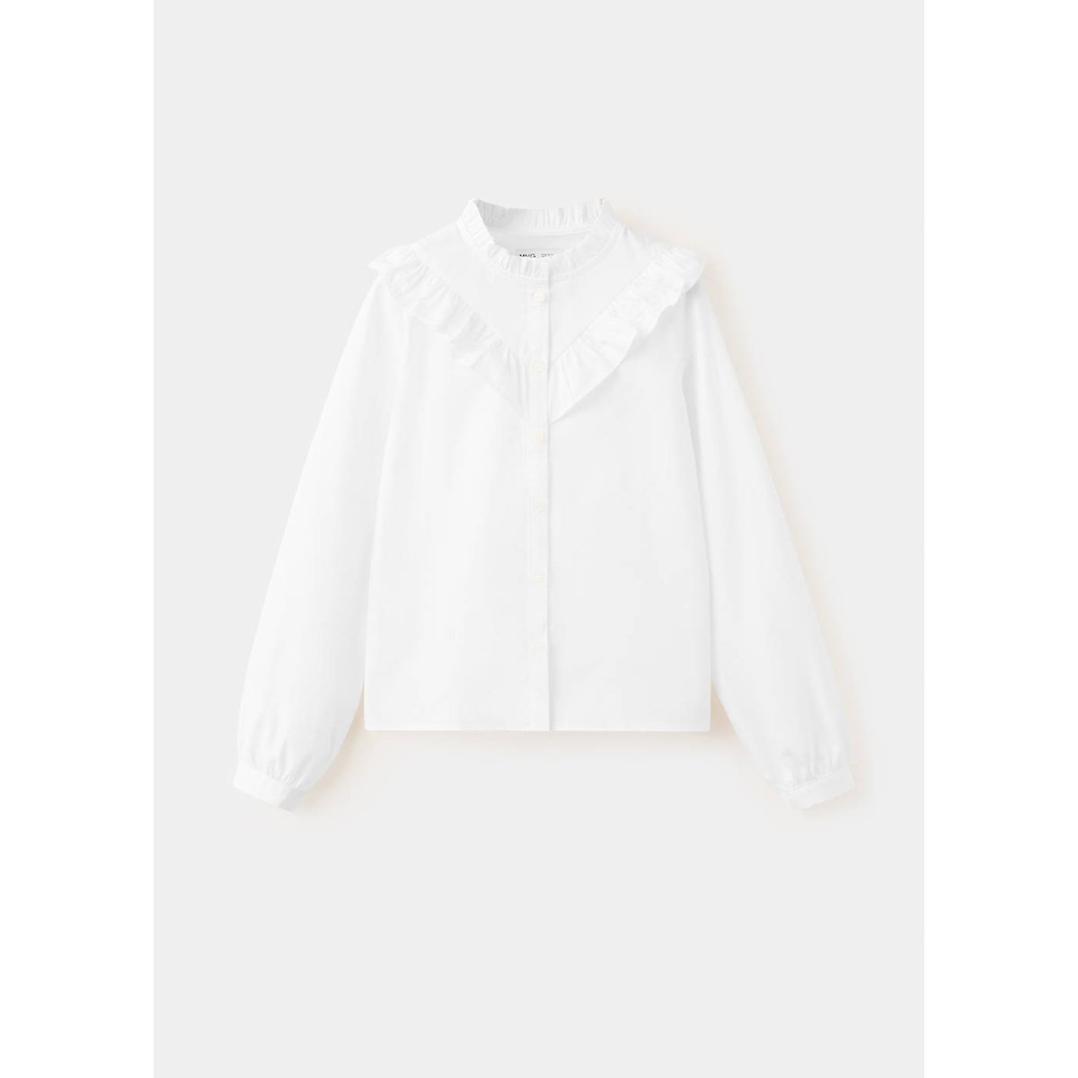 Chemise coton volantée blanc, MANGO KIDS