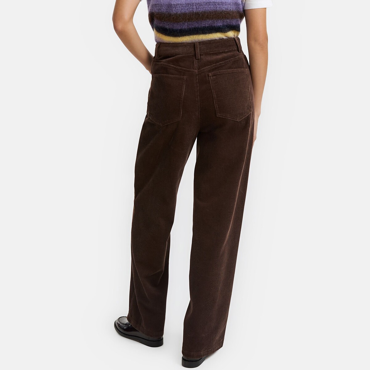 Pantalon large en velours côtelé marron, LA REDOUTE COLLECTIONS
