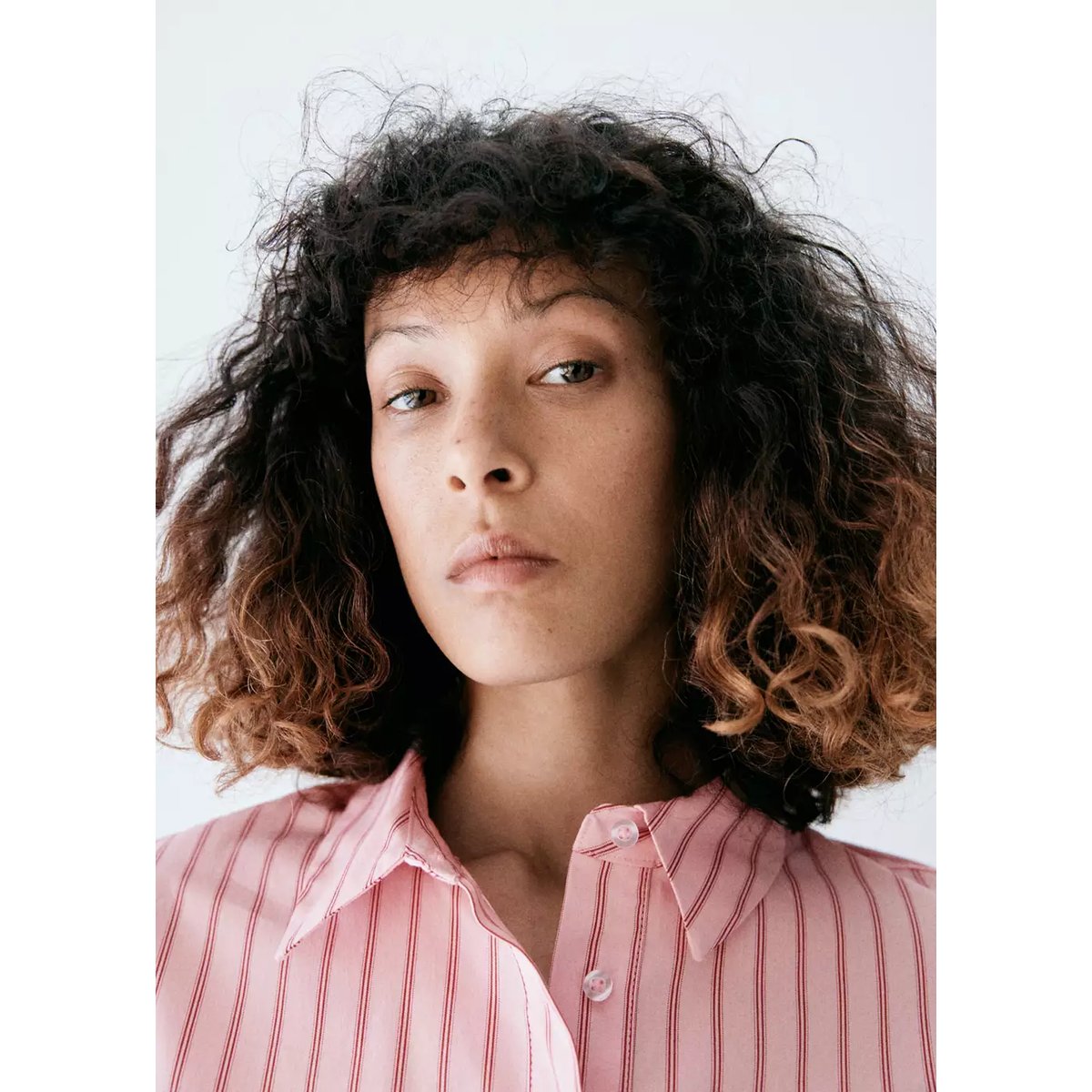 Chemise crop rayures rose, MANGO