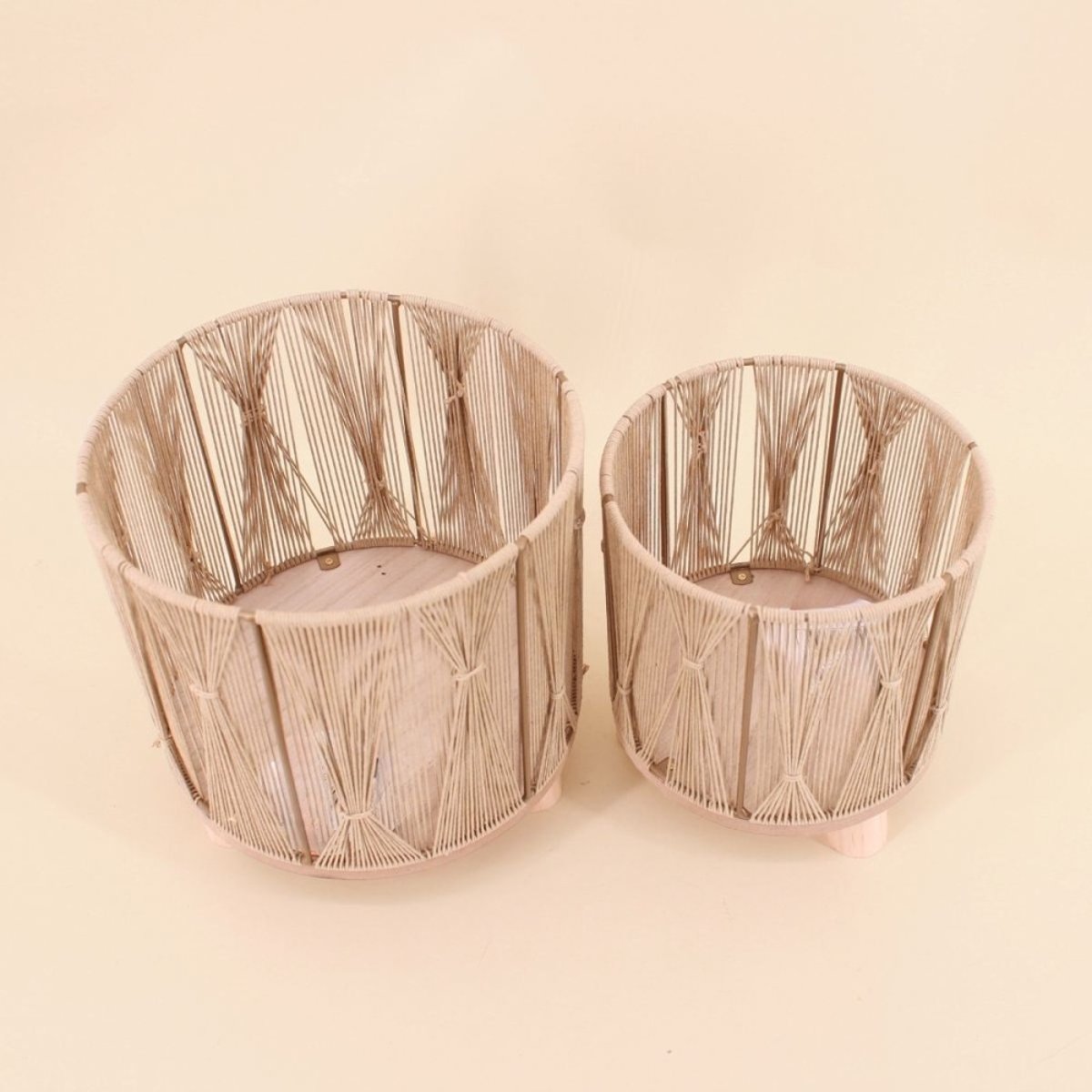 Cache-pot en corde 20x20cm beige, ORNAMI