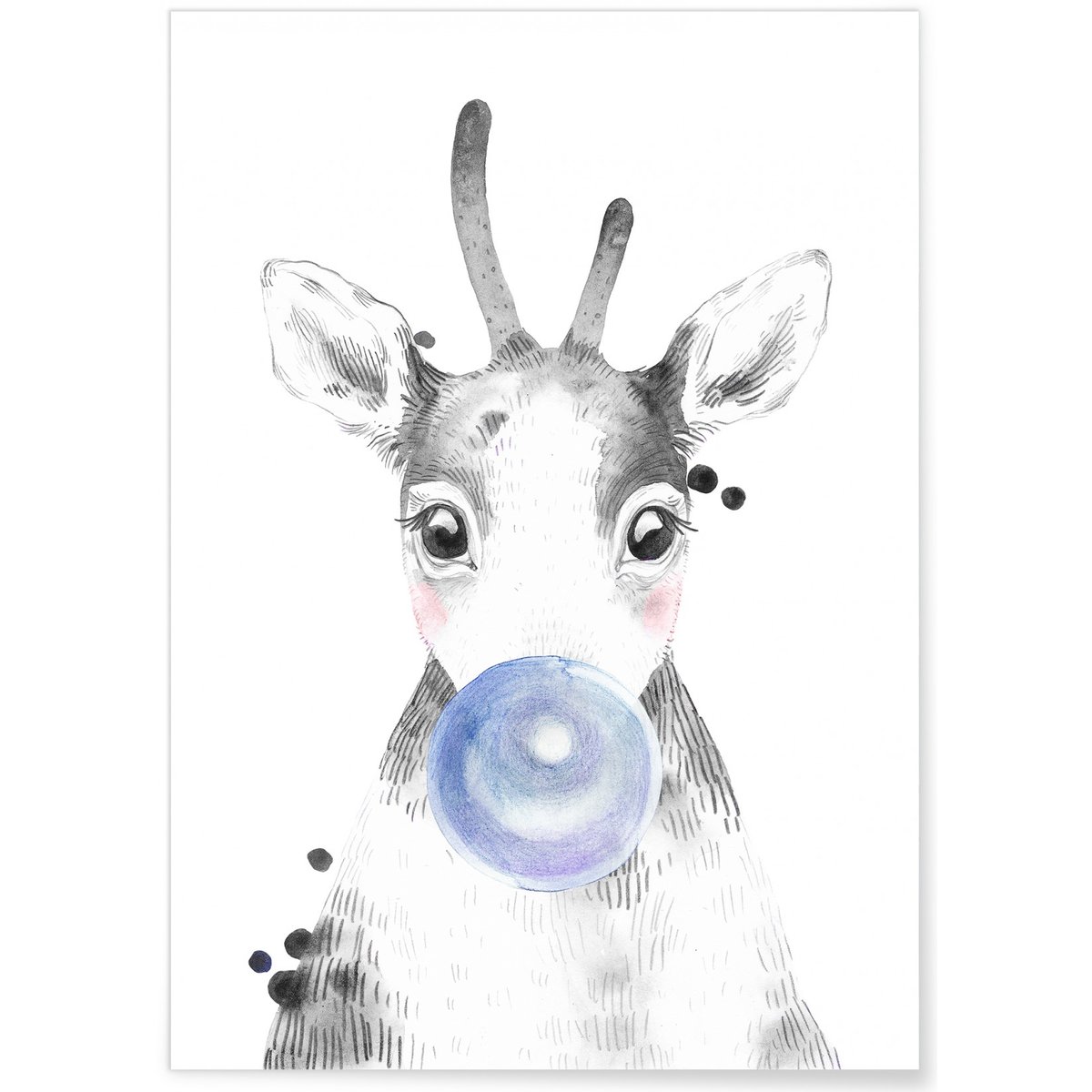 Affiche Bulle de Cerf Bleue blanc, L'AFFICHERIE