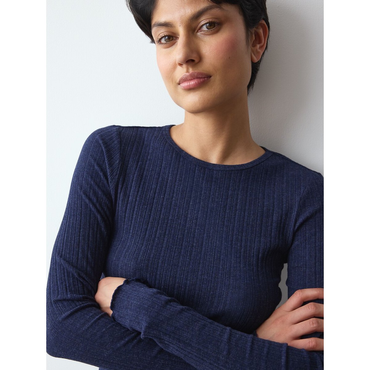 Pigiama in cotone a coste VERSATILE RIB marine chiné, TRIUMPH