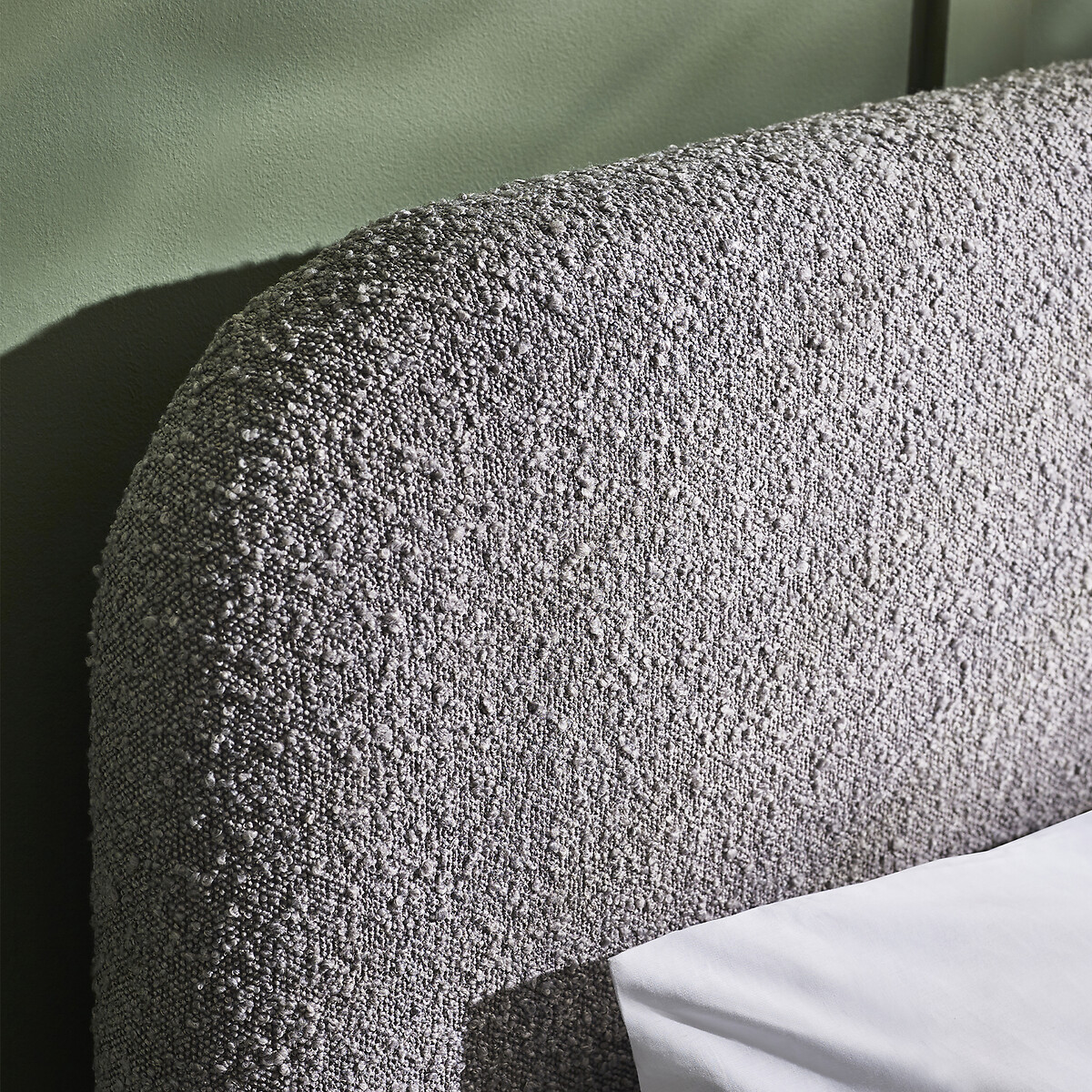 Aalya Textured Boucle Bed with Curved Headboard grey, SO'HOME