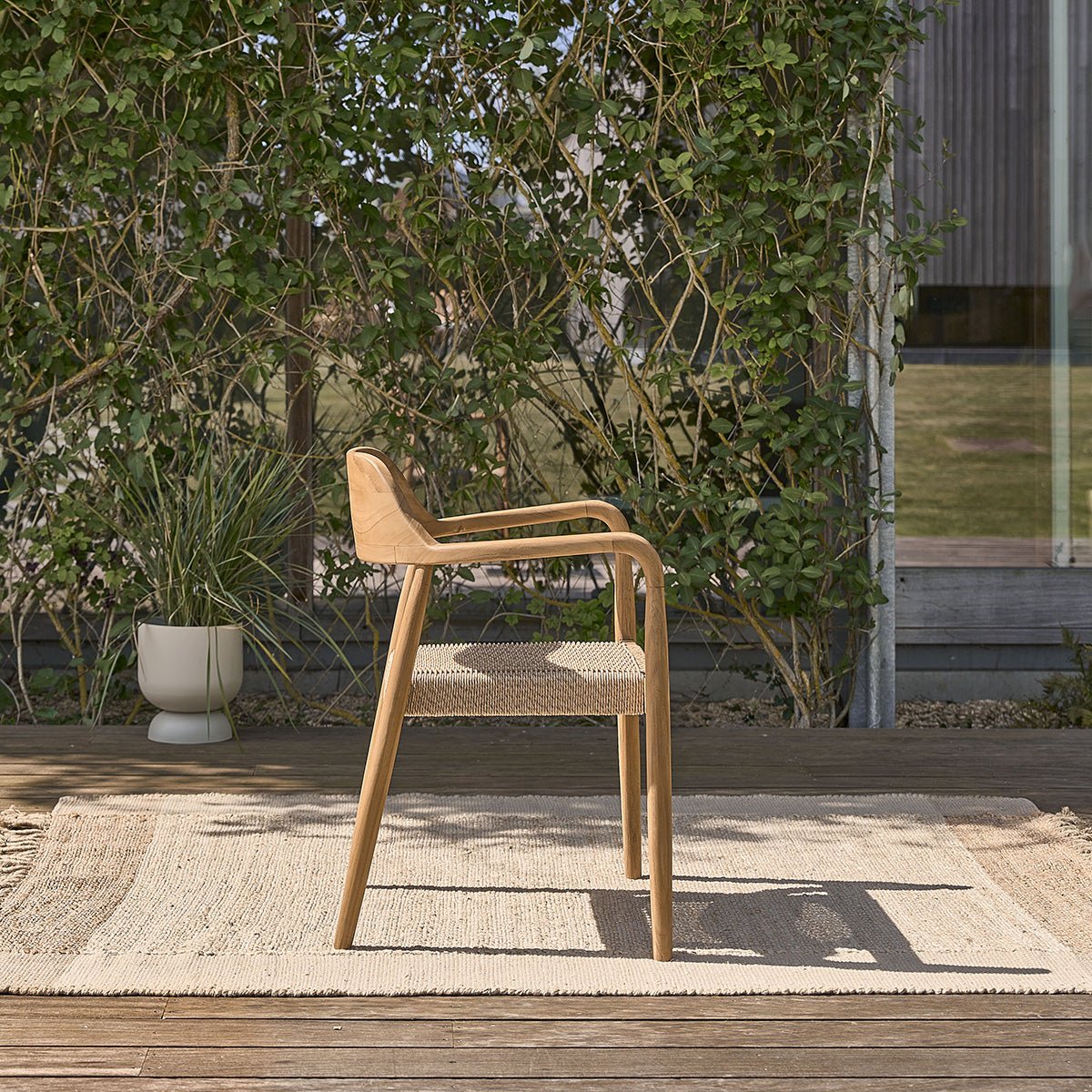 Lot de 2 fauteuils de jardin en teck massif et cordage  ALIZÉ naturel, BERAH GETAH