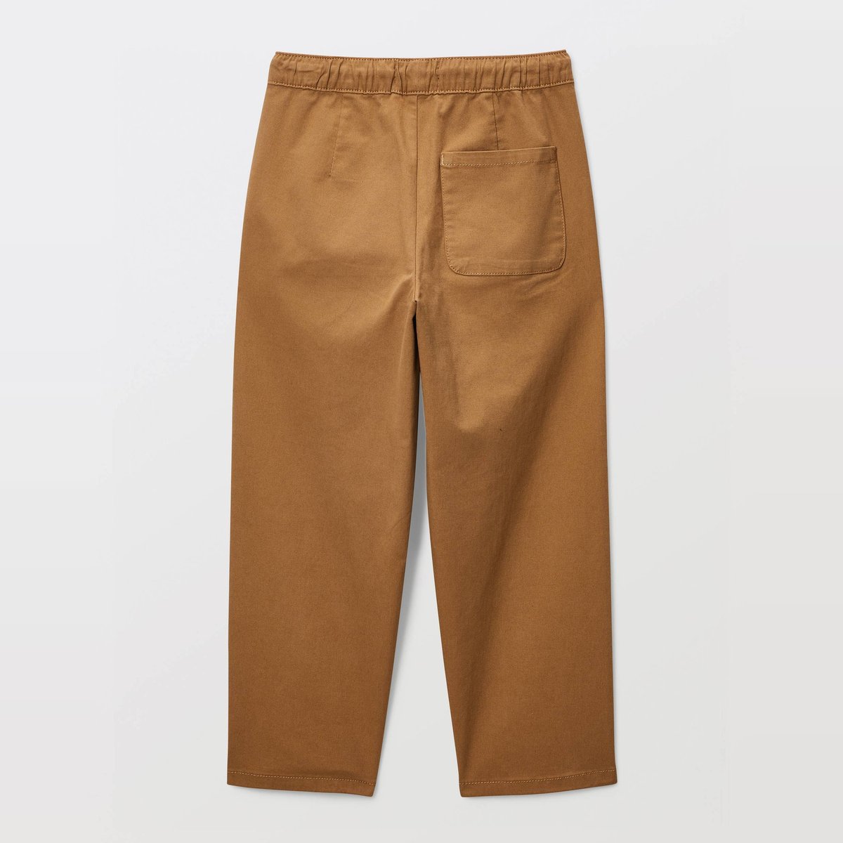 Pantalon droit élastiqué uni en coton BIO GOTS gabardine, MONOPRIX
