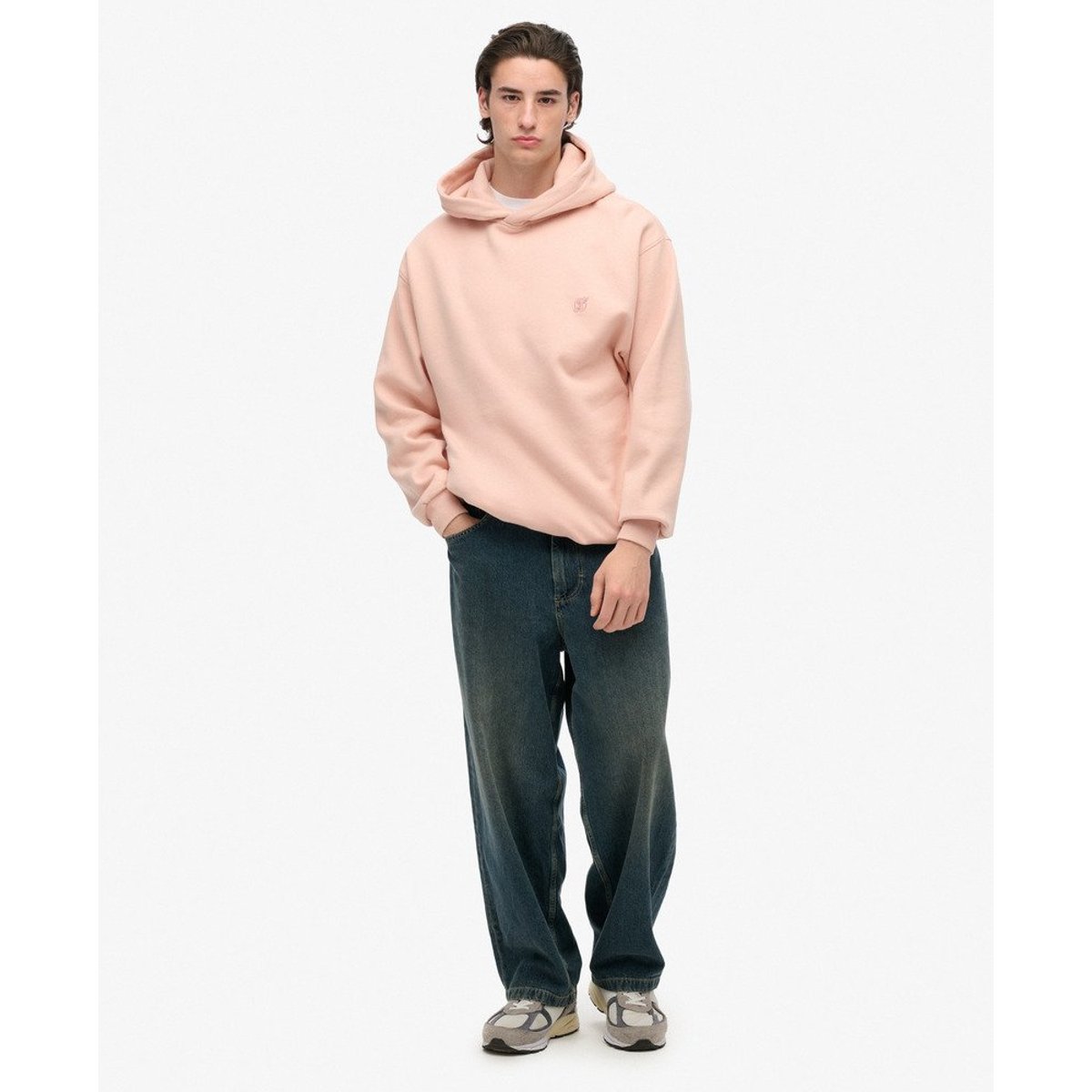 Sweat à capuche oversize rose cendré, SUPERDRY