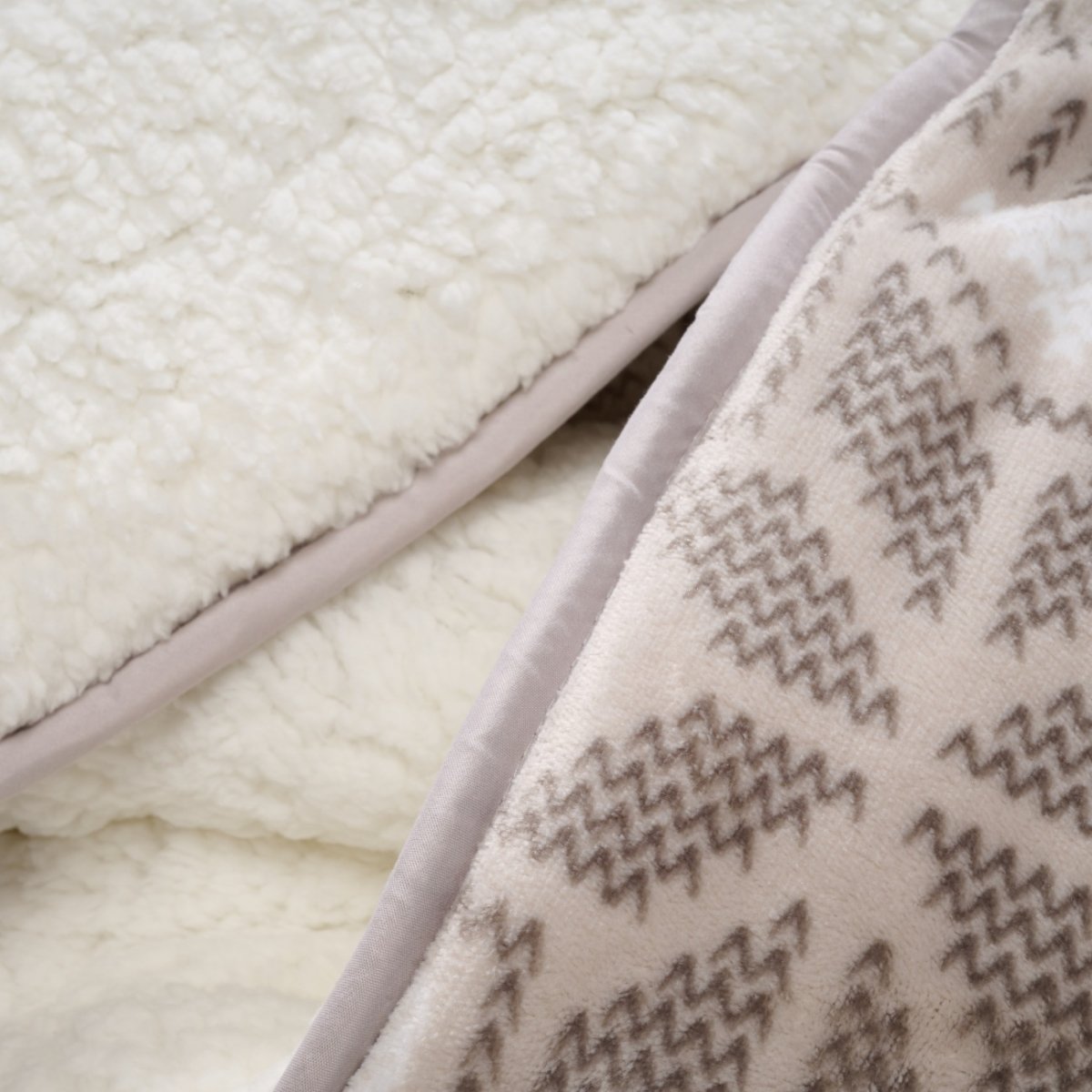 Couette hiver imprimée sherpa polaire sable beige, BLEU CALIN