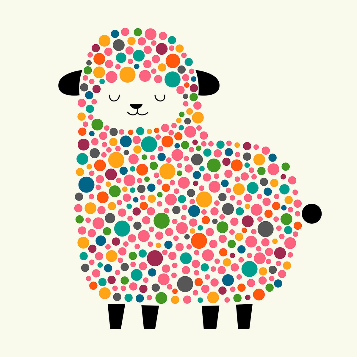 Tableau mouton à pois toile imprimée, HEXOA