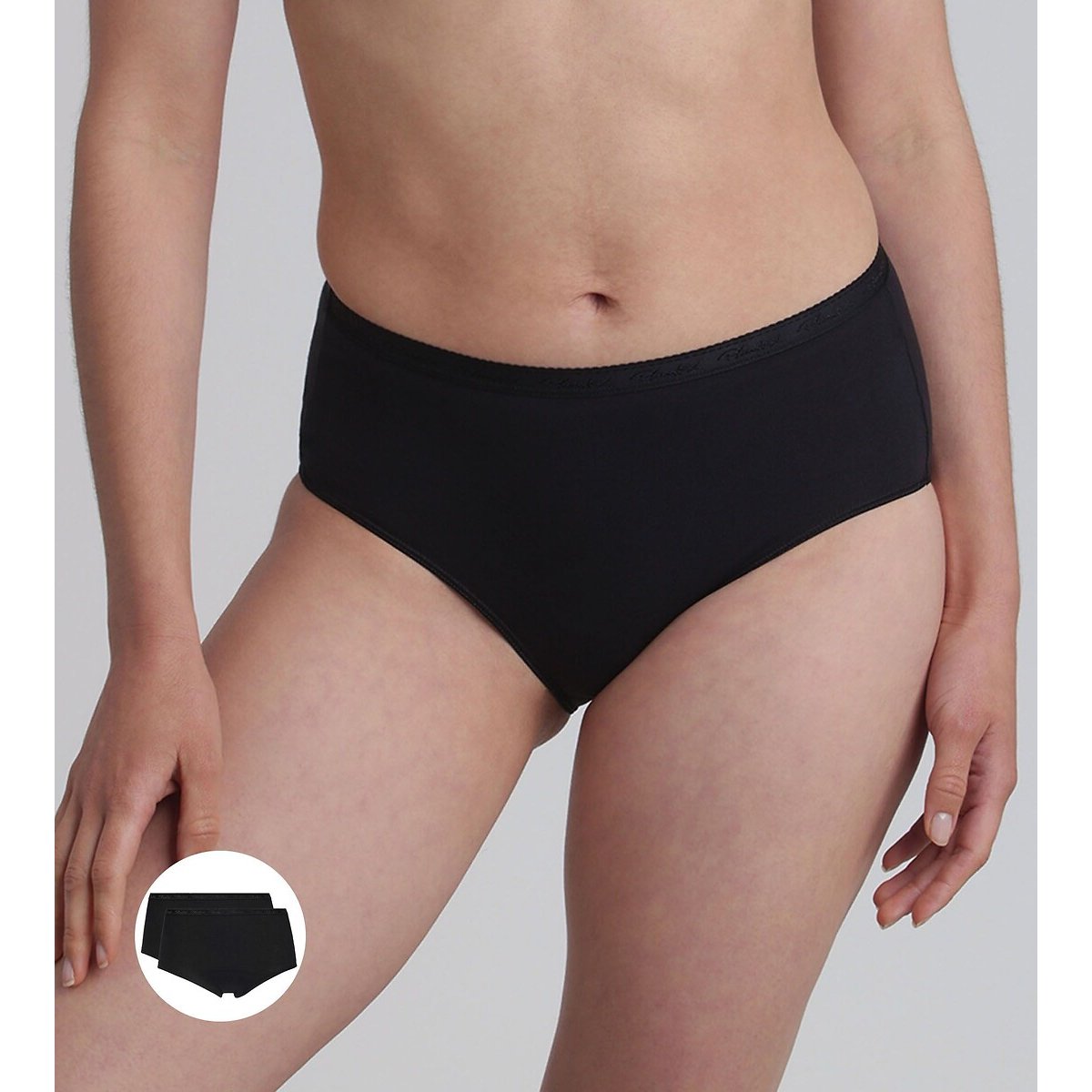 Confezione da 2 slip midi in cotone bio nero + nero , PLAYTEX