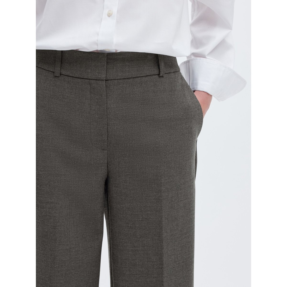 Pantalon À Jambe Ample dark grey melange, SELECTED