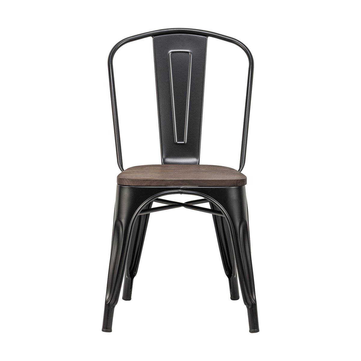 Lot de 4 chaises en métal et bois, NASH noir, NORDLYS