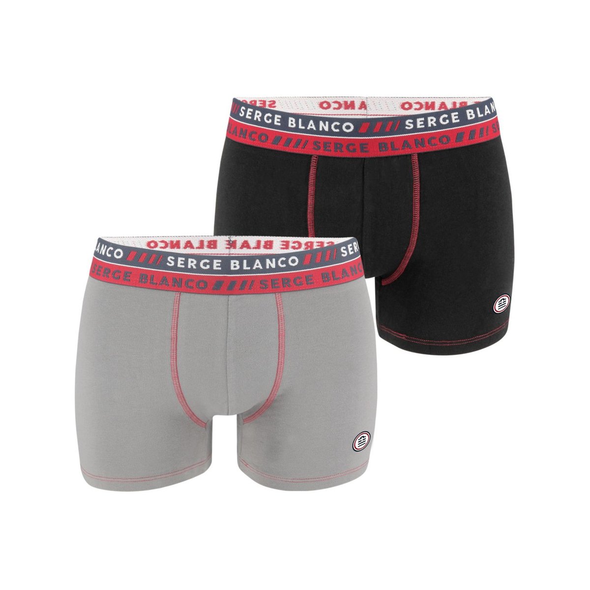 Lot De 2 Boxers Coton Uni noir/gris, SERGE BLANCO