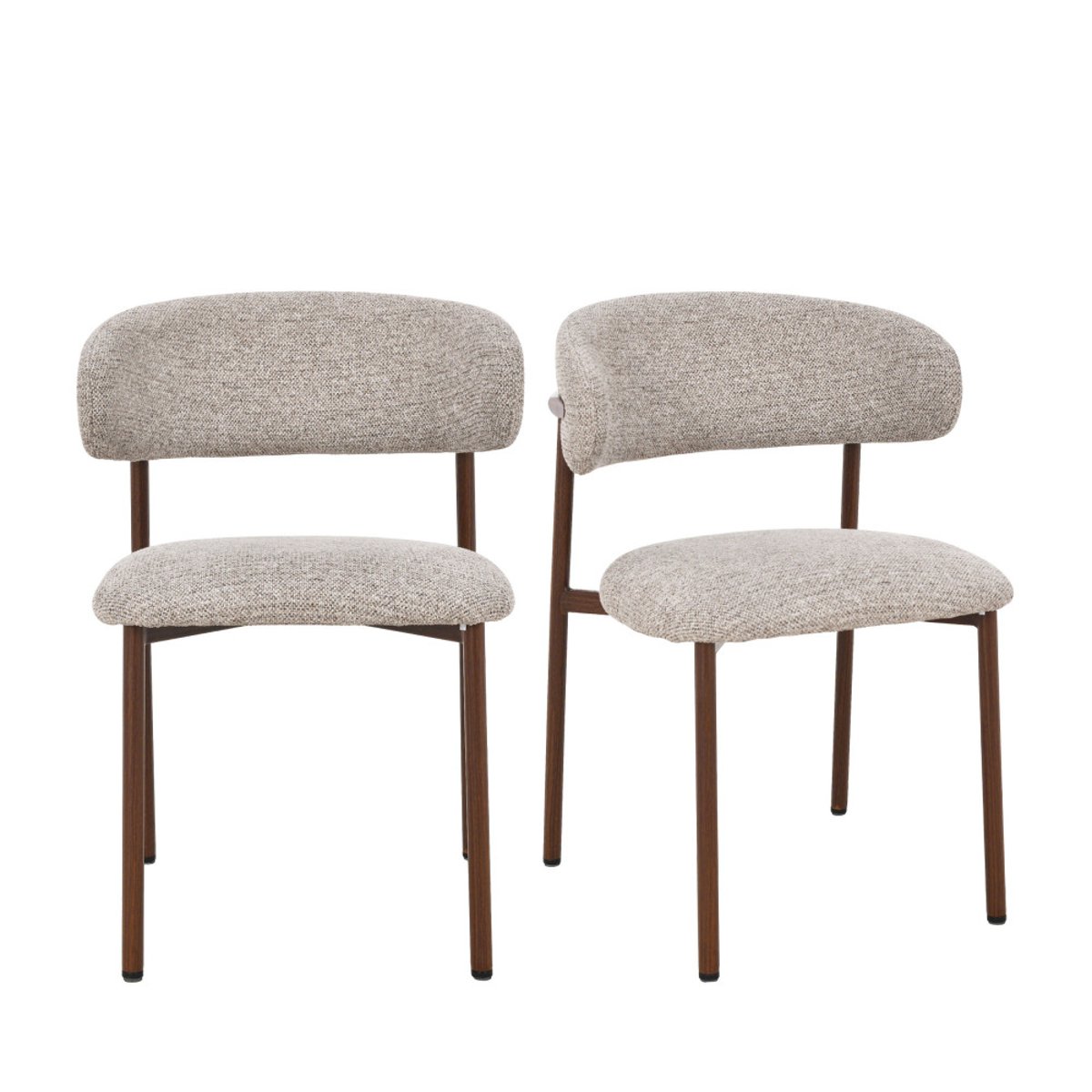 Lot de 2 chaises en tissu pieds effet bois foncé- ARIA beige chiné, DRAWER