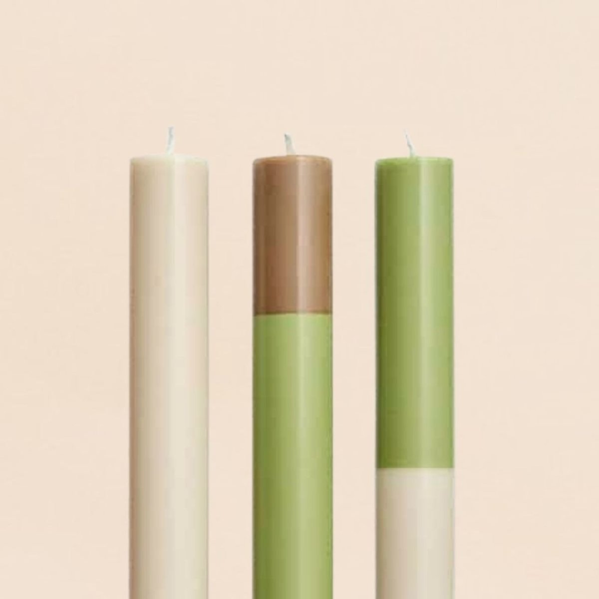 Set de 3 bougies rayées 30cm beige, ORIGINALHOME