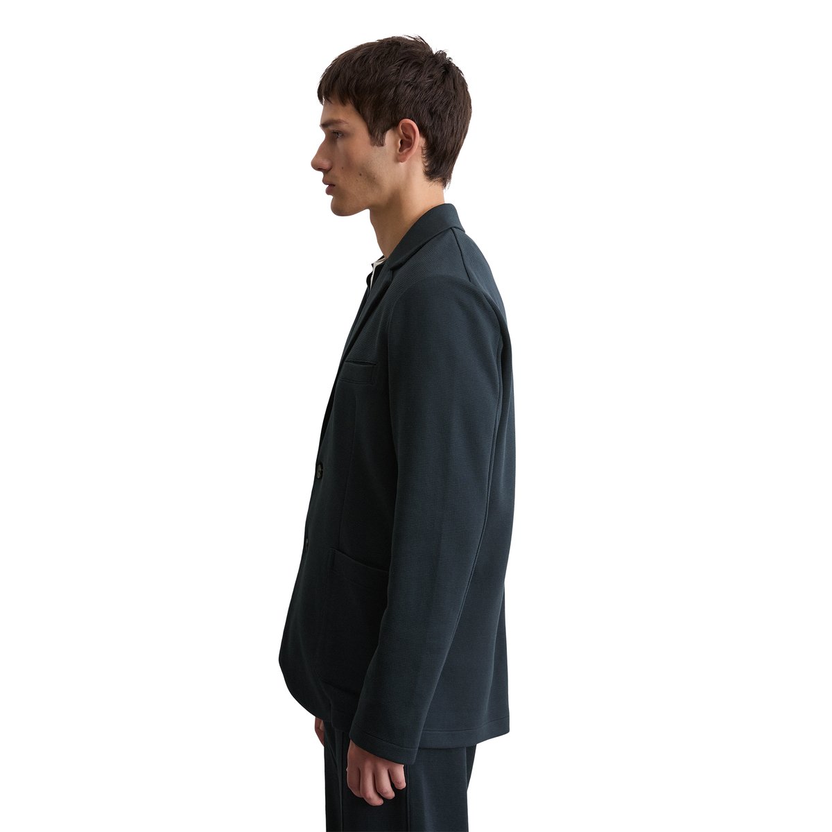 Blazer en jersey shaped en coton bio mélangé bleu foncé, MARC O'POLO